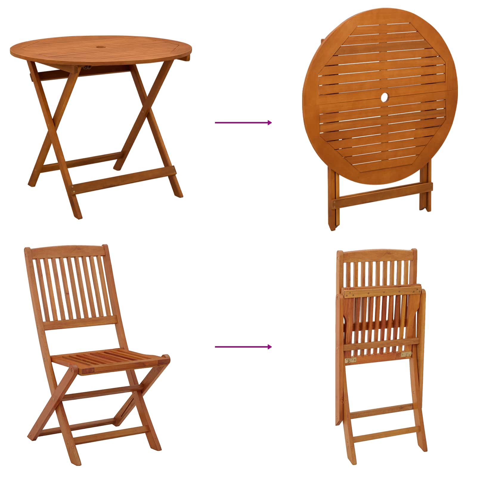 Outdoor Furniture Set 5 pcs Natural Solid Eucalyptus Wood
