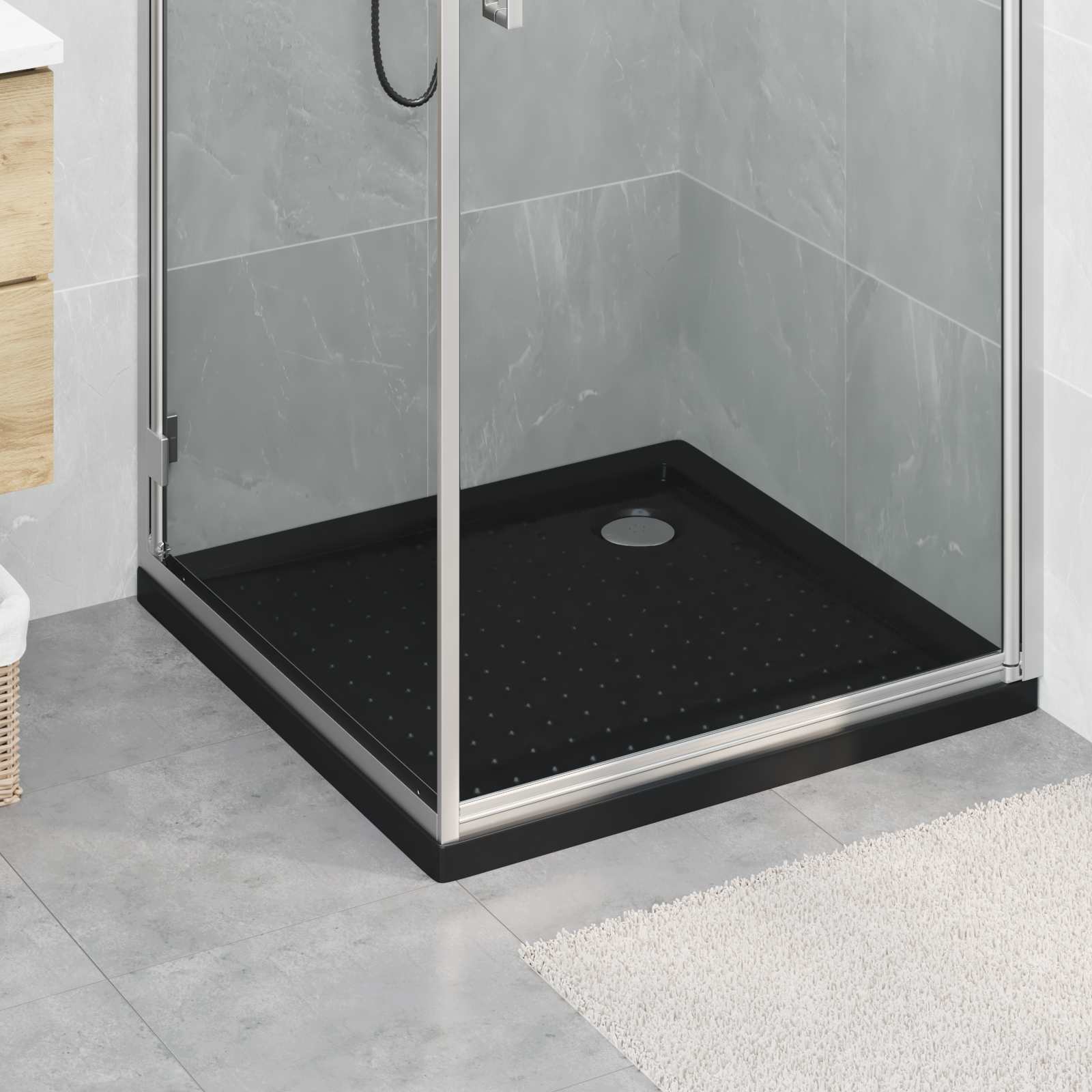 Shower Base Tray with Dots 80 x 80 x 4 cm ABS Black