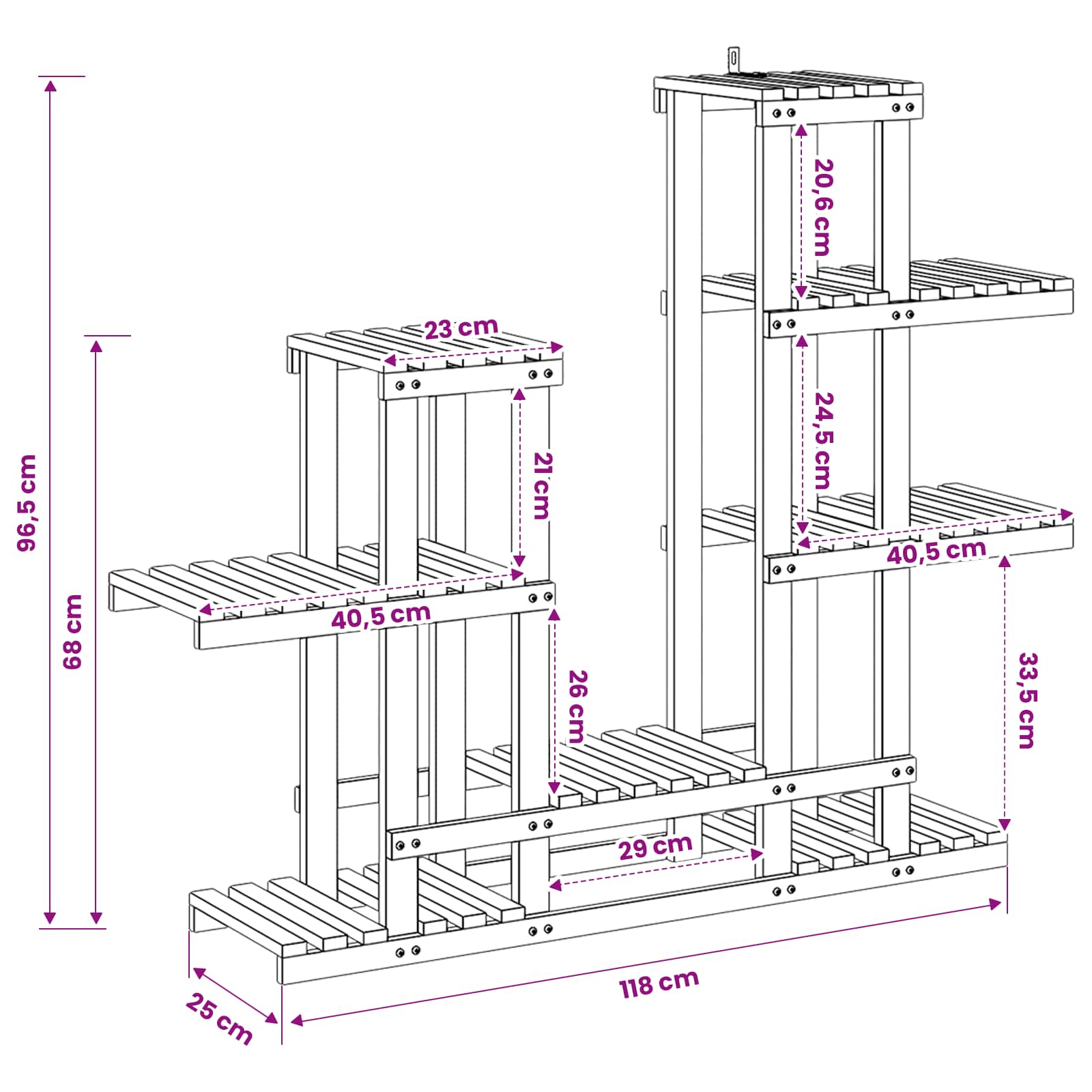Plant Stand Natural 118 x 25 x 96.5 cm Solid Acacia Wood