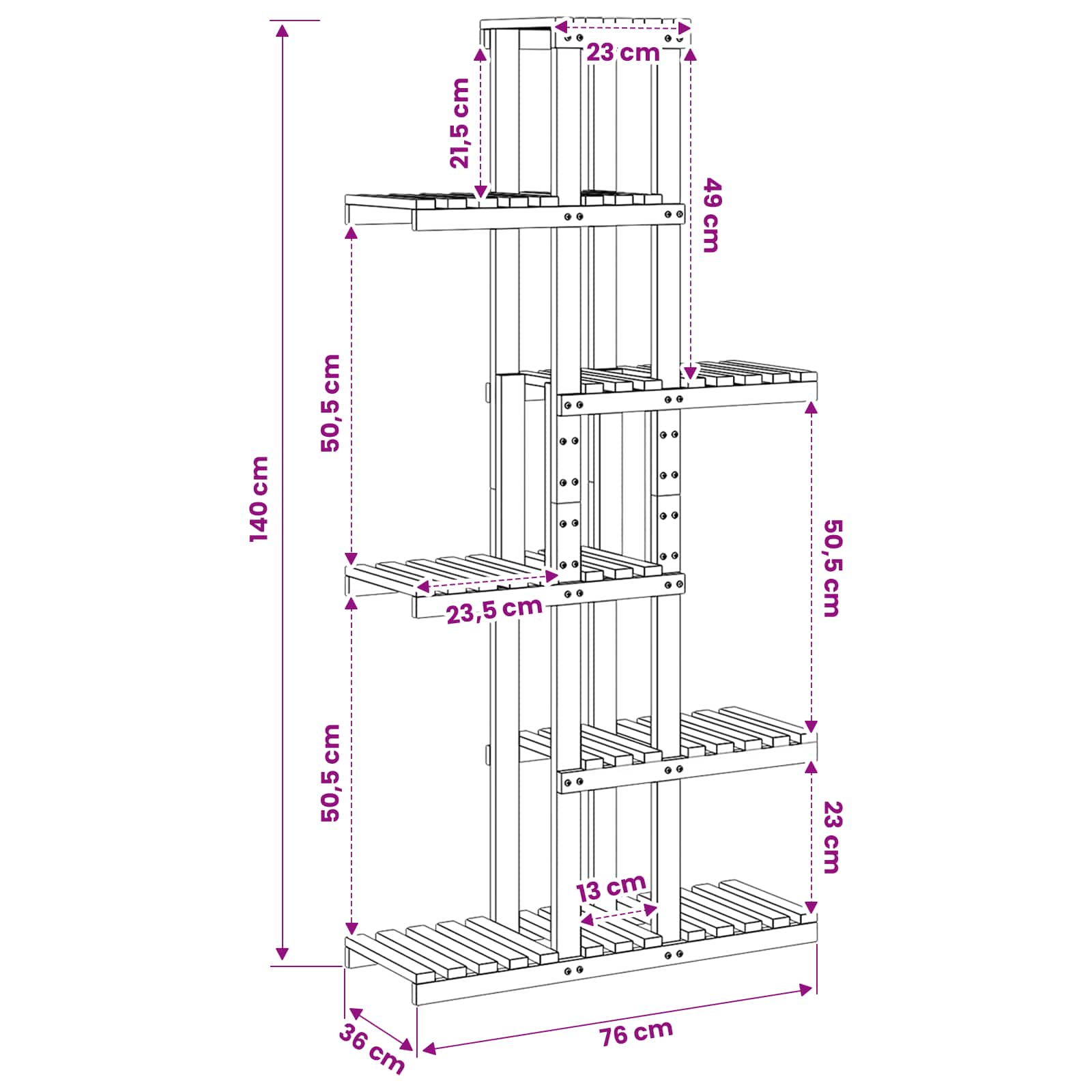 Plant Stand Natural 68 x 23.5 x 140 cm Solid Acacia Wood