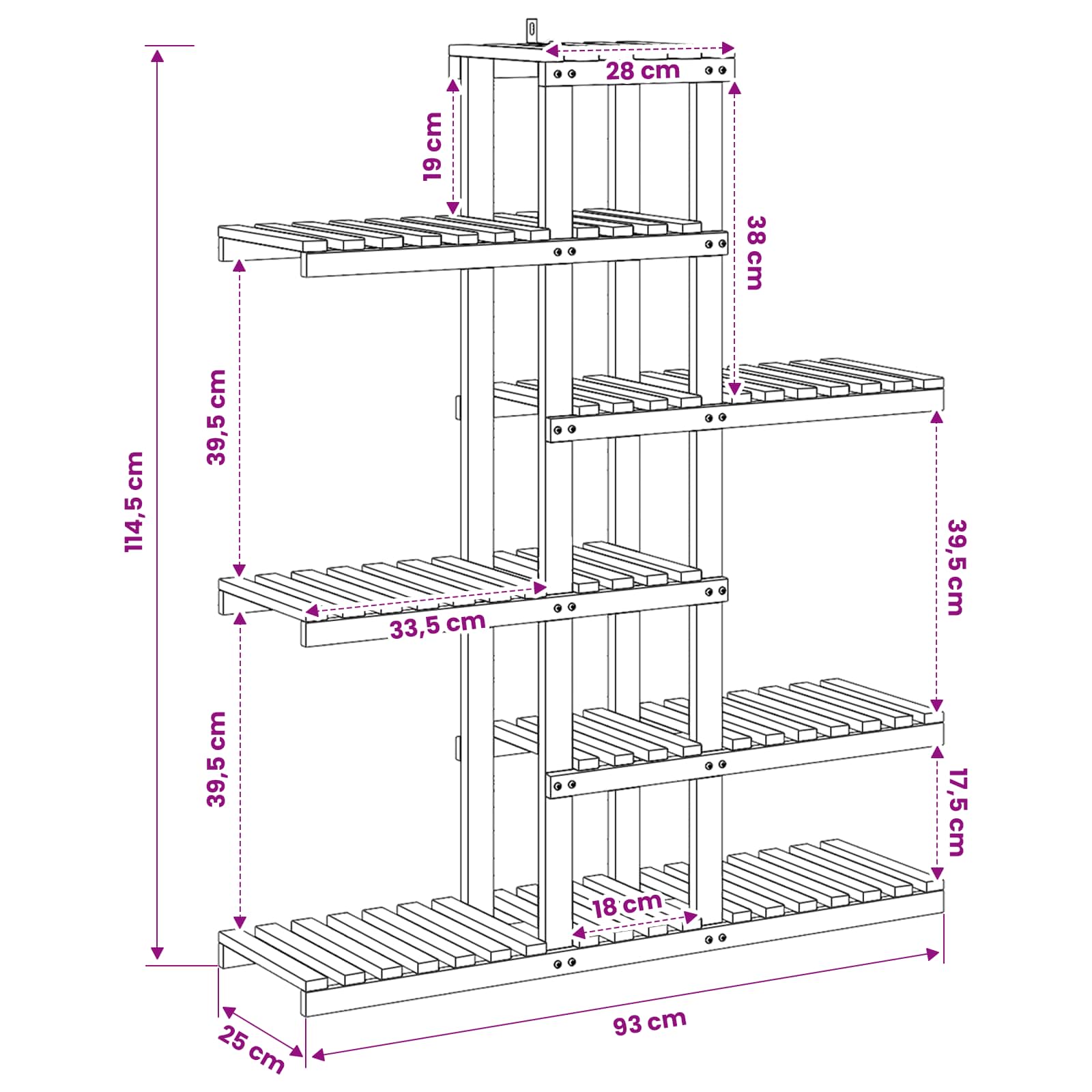 Plant Stand Natural 93 x 25 x 114.5 cm Solid Acacia Wood