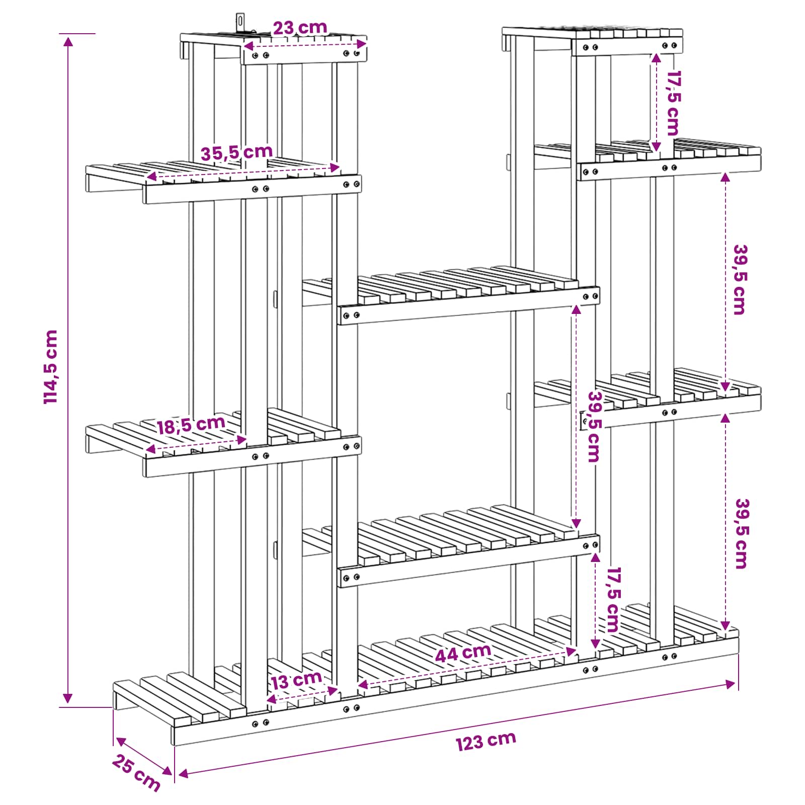 Plant Stand Natural 123 x 25 x 114.5 cm Solid Acacia Wood