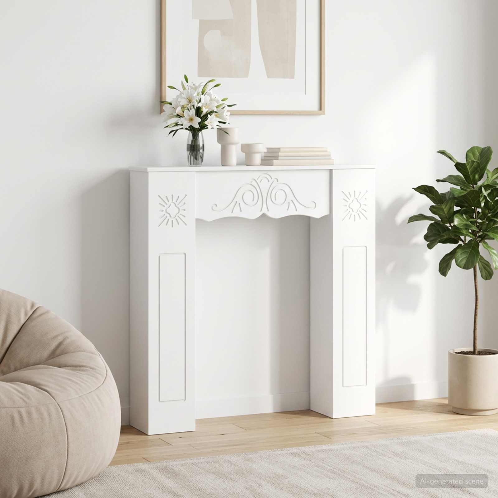 Fireplace Surround White 102 x 20 x 102 cm Engineered Wood