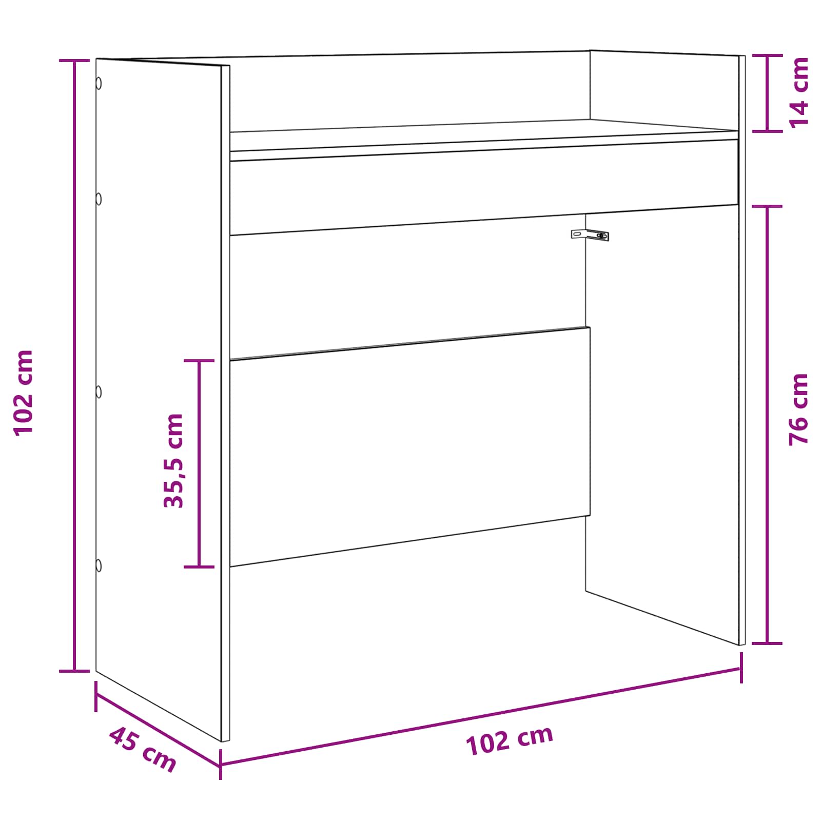 DJ Table White 102 x 45 x 102 cm Engineered Wood