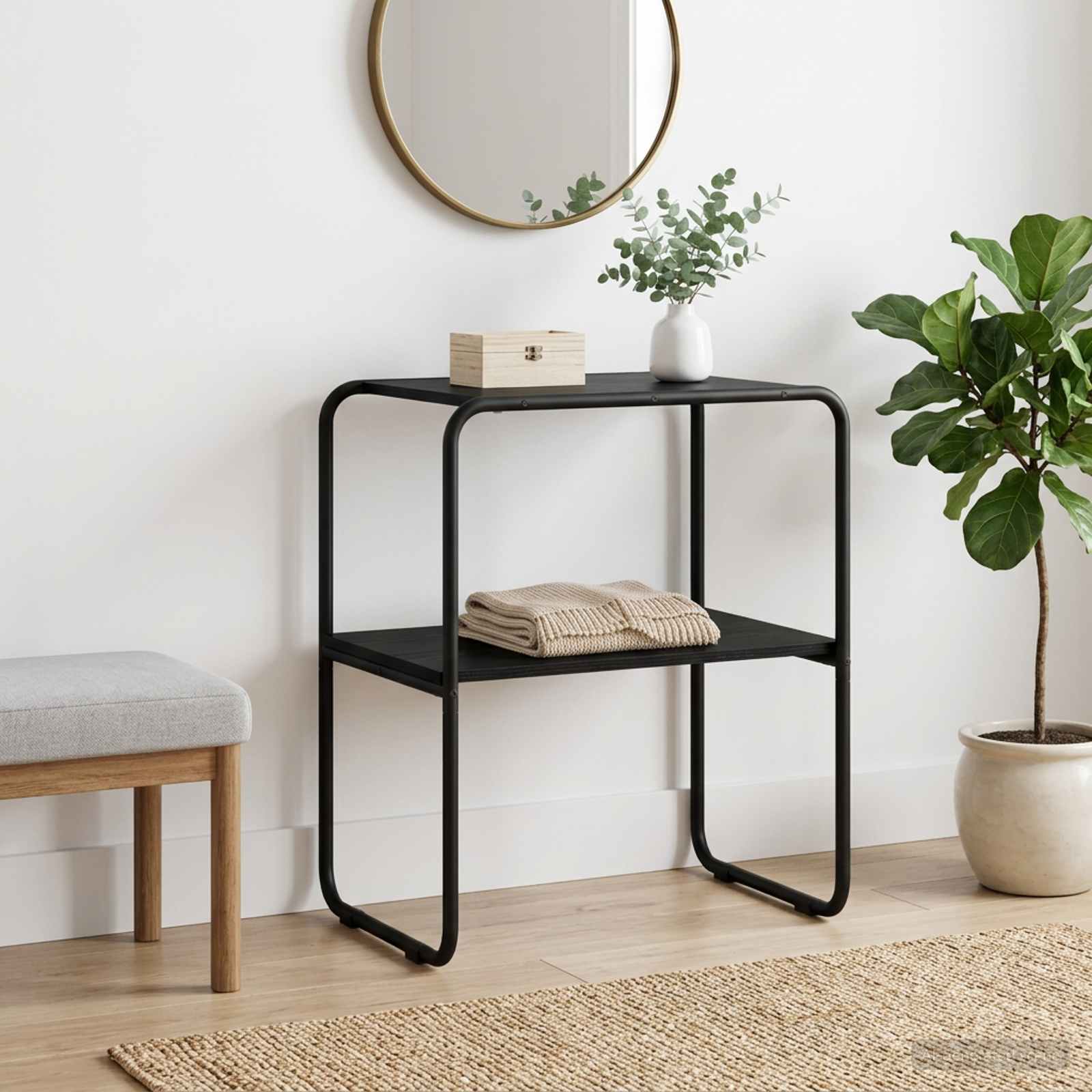 Console Table Black Oak 60 x 42.5 x 70 cm Engineered Wood