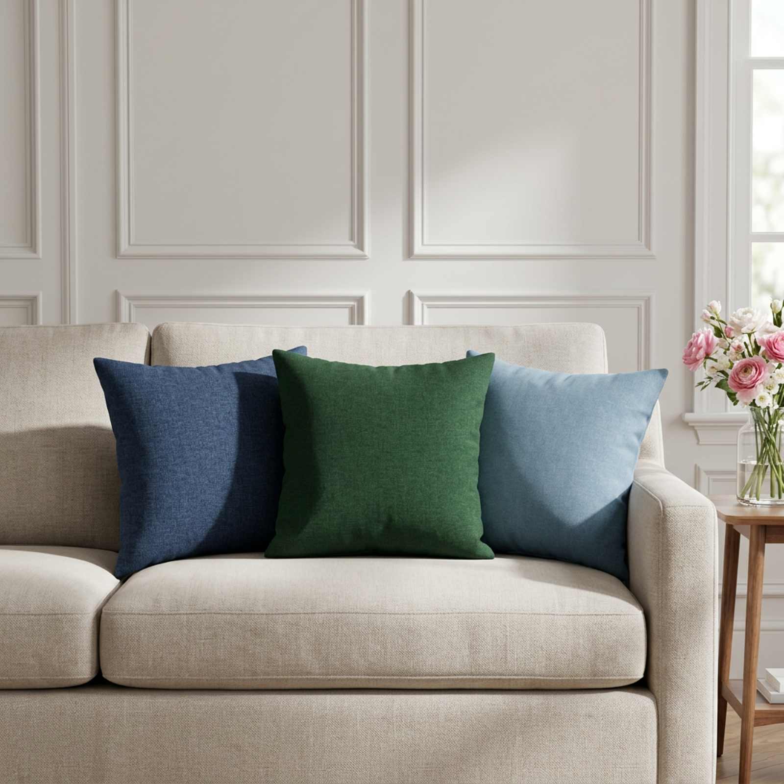 Cushion with Pillow HEERLEN 2 pcs Dark Green Fabric