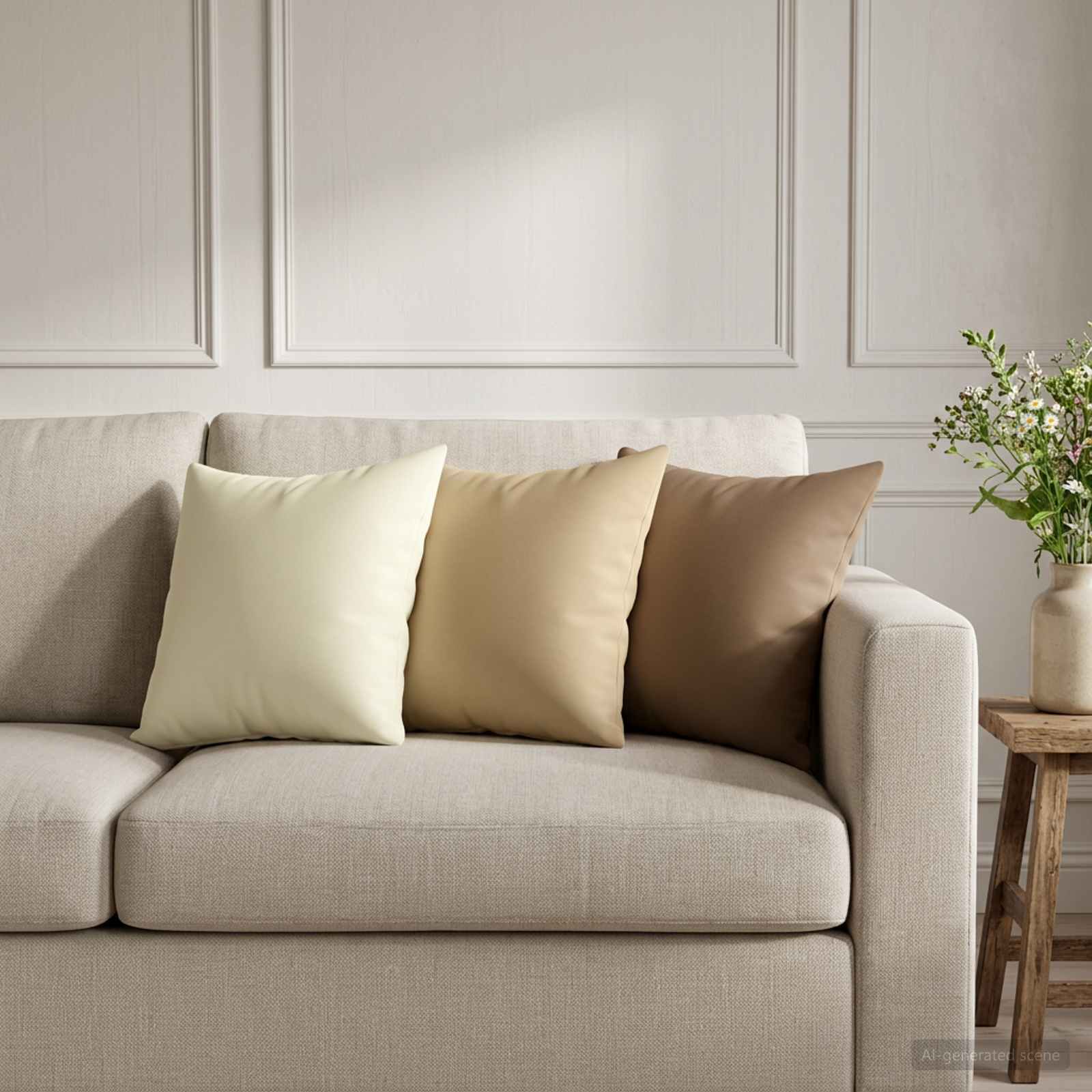 Cushion with Pillow HEERLEN 6 pcs Cream Polyester