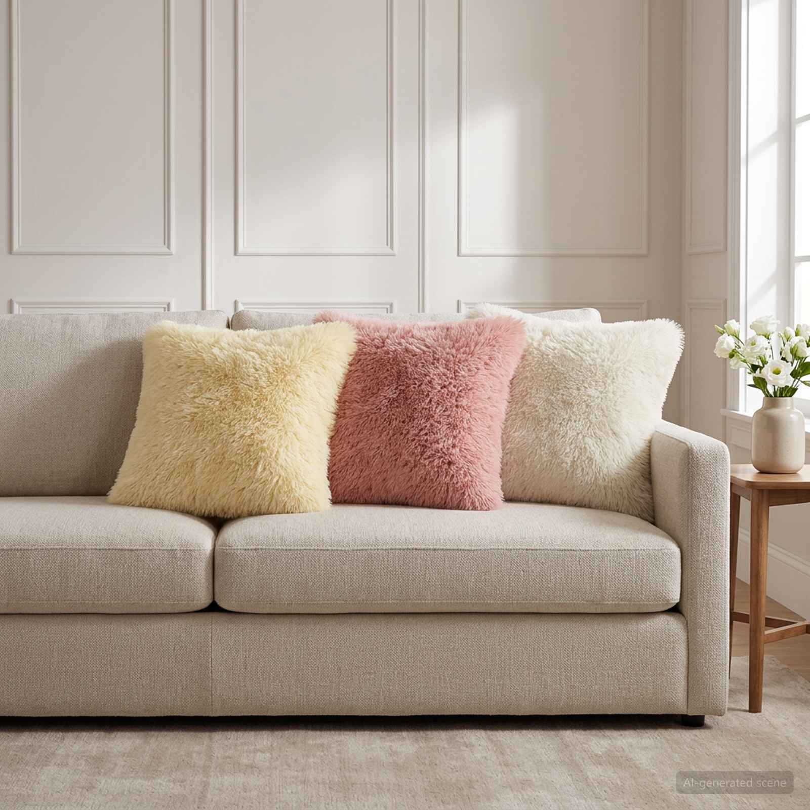 Cushion with Pillow HEERLEN 2 pcs White PV Fleece