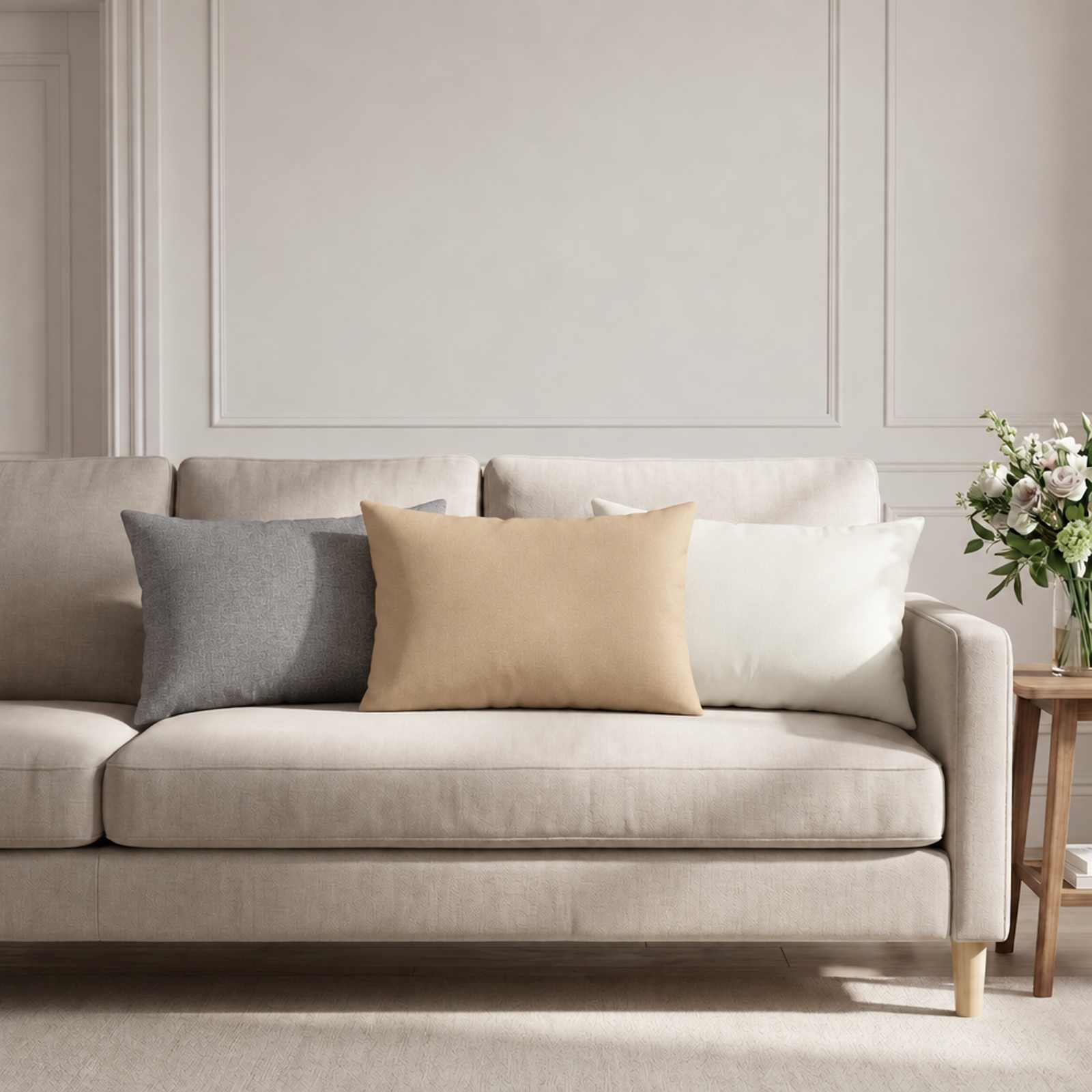 Cushion with Pillow HEERLEN 2 pcs White Fabric