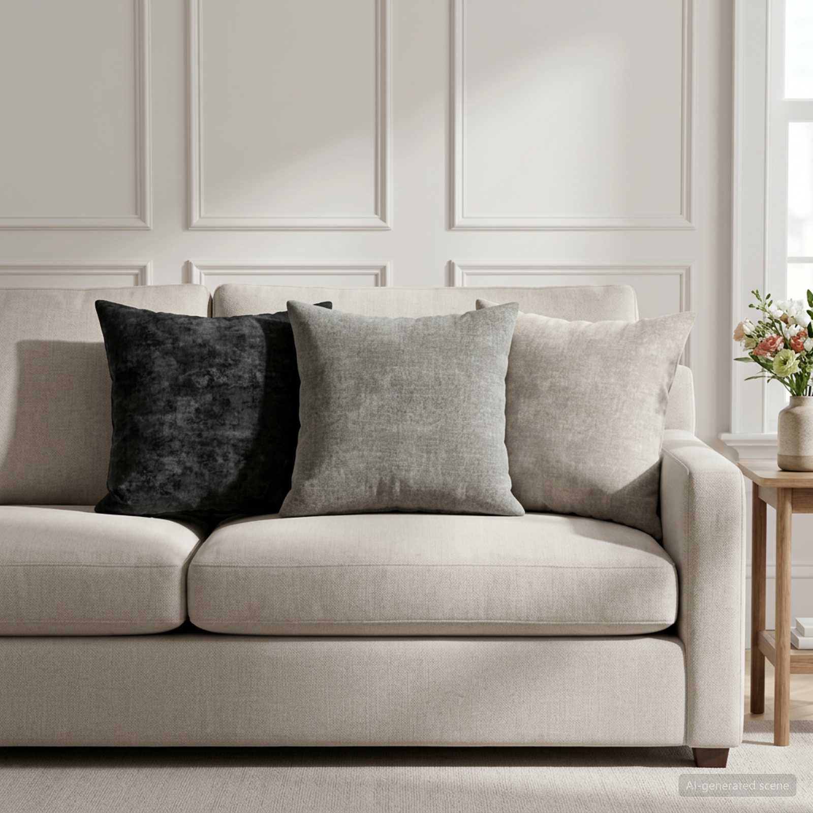 Cushion 6 pcs HEERLEN Light Grey 40 x 40 cm Chenille Fabric
