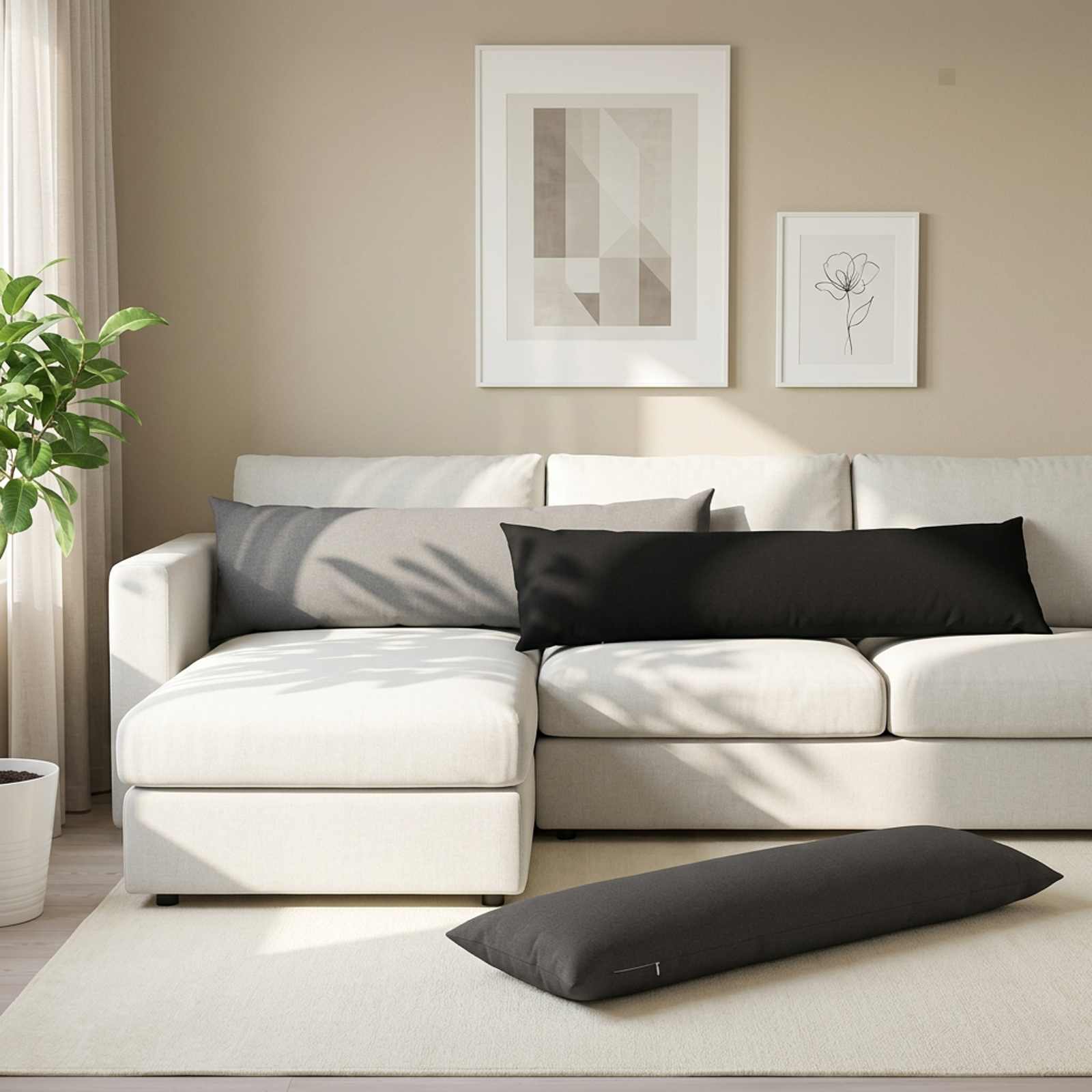 Throw Pillow 2 pcs HEERLEN Black 40 x 145 cm Fabric
