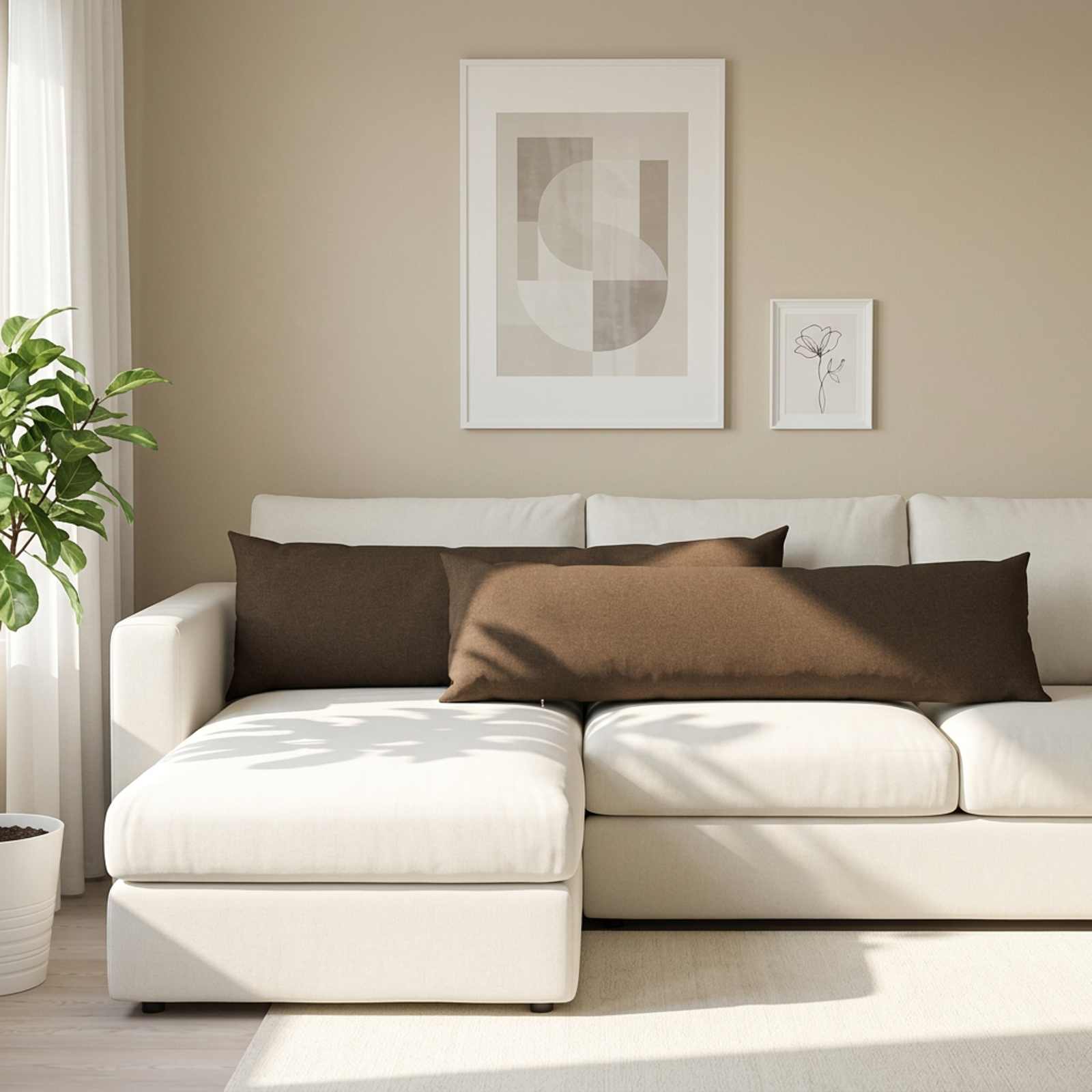 Throw Pillow HEERLEN Taupe 40 x 145 cm Fabric