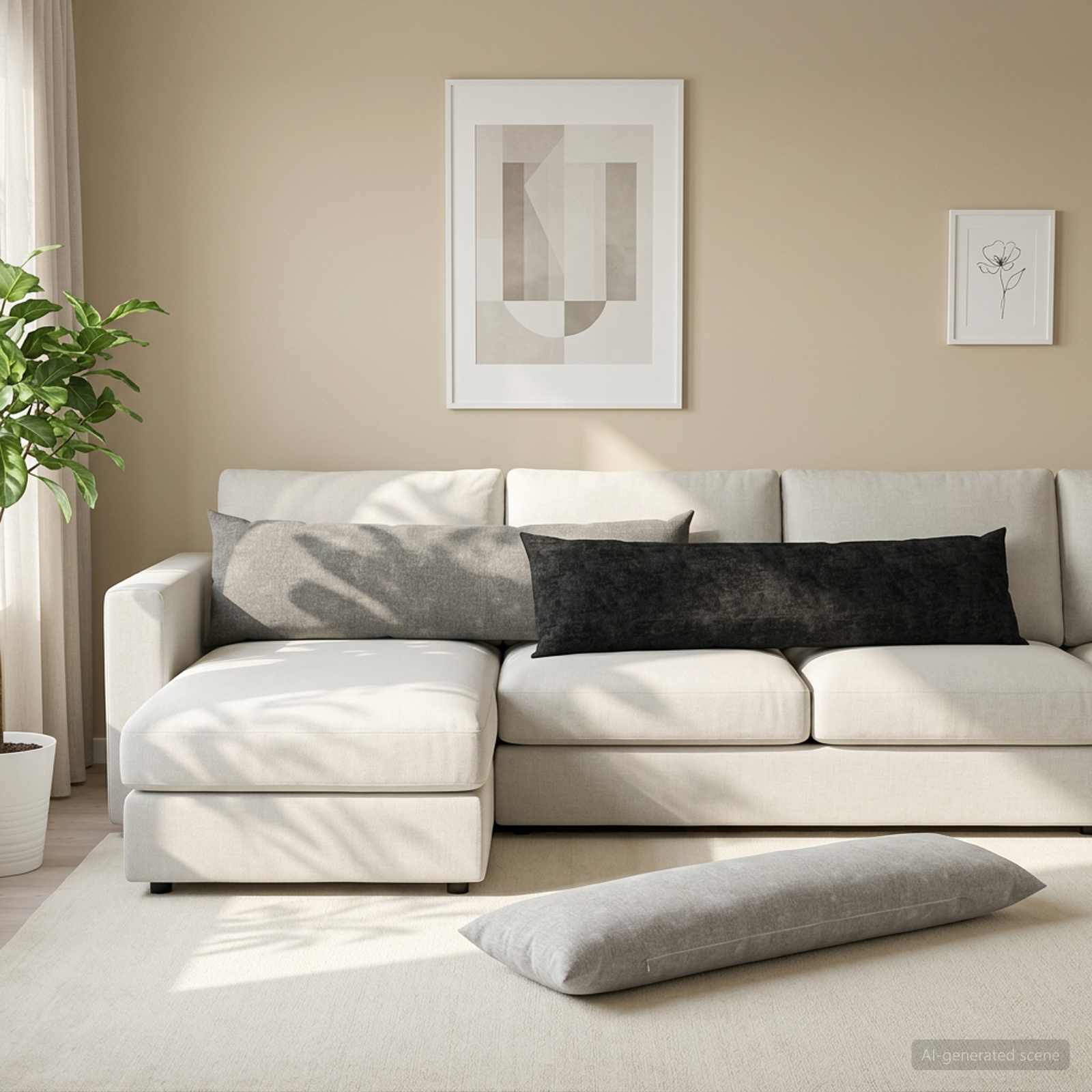 Cushion HEERLEN Light Grey 40 x 145 cm Chenille Fabric