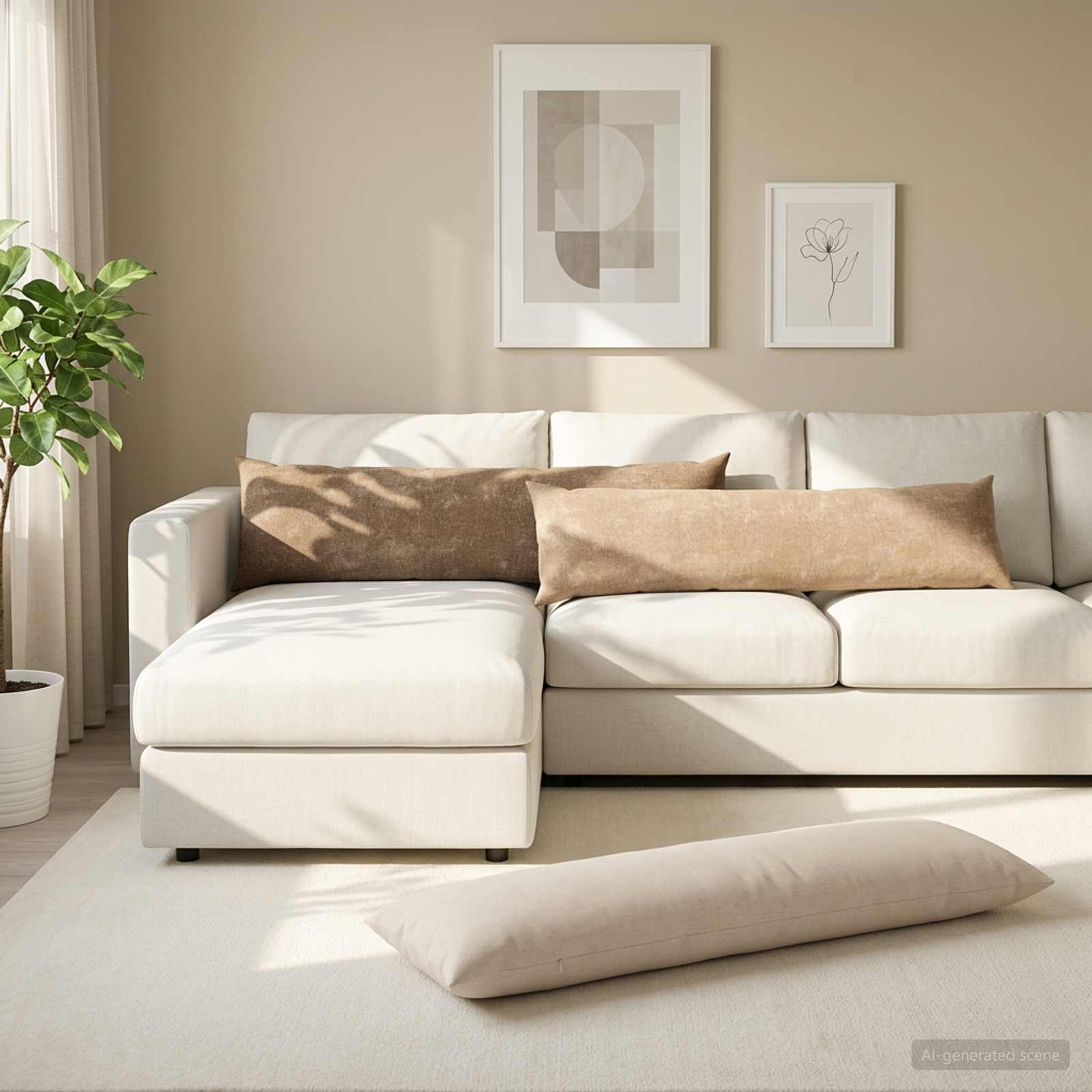 Cushion HEERLEN Brown 40 x 145 cm Chenille Fabric