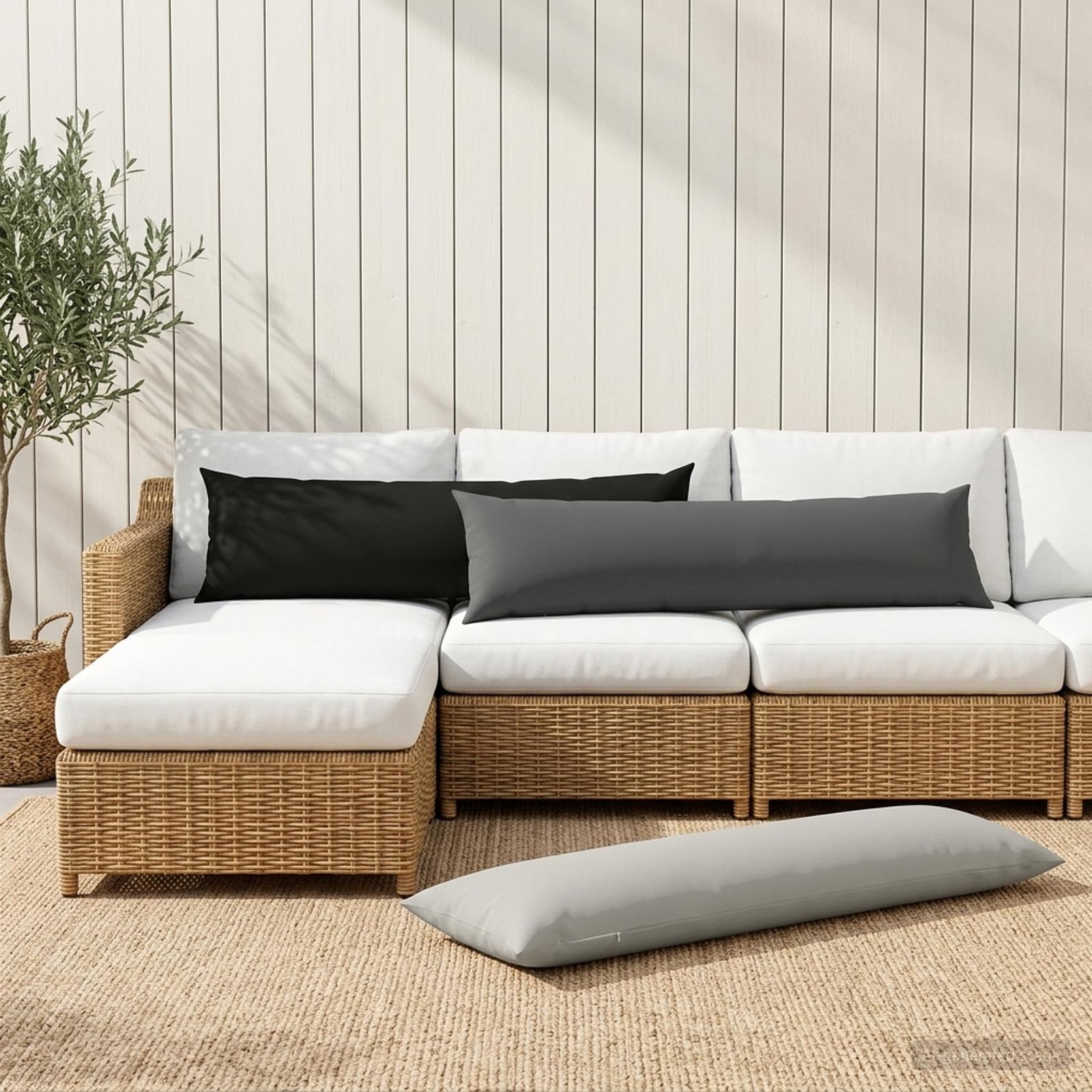 Cushion with Pillow HEERLEN Black 40 x 145 cm Polyester