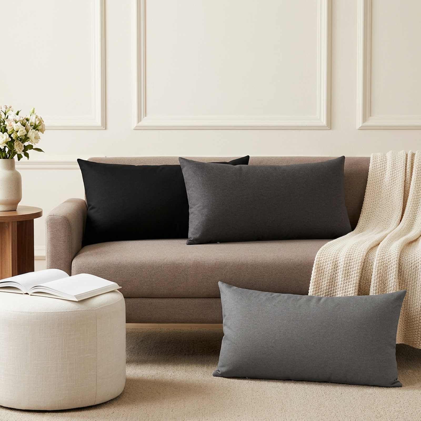 Throw Pillow 2 pcs HEERLEN Dark Grey 40 x 70 cm Fabric