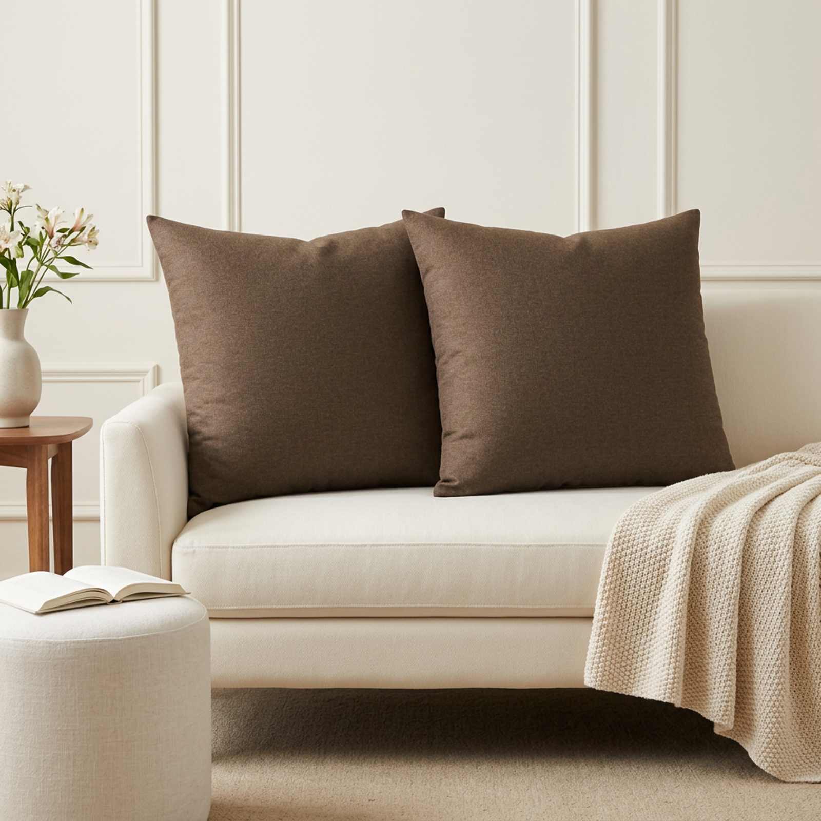 Throw Pillow 2 pcs HEERLEN Brown 55 x 55 cm Fabric