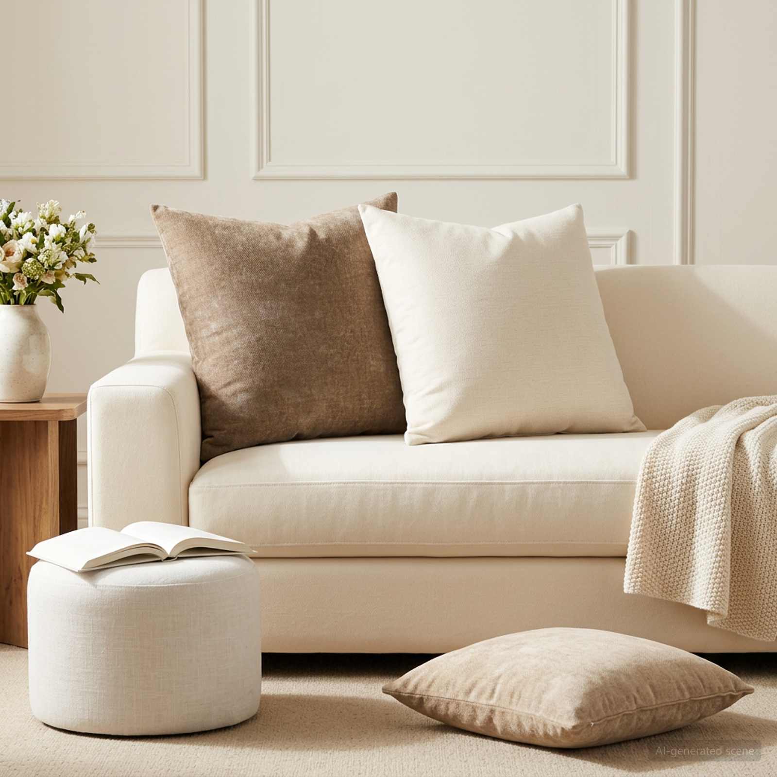 Cushion 2 pcs HEERLEN Brown 55 x 55 cm Chenille Fabric