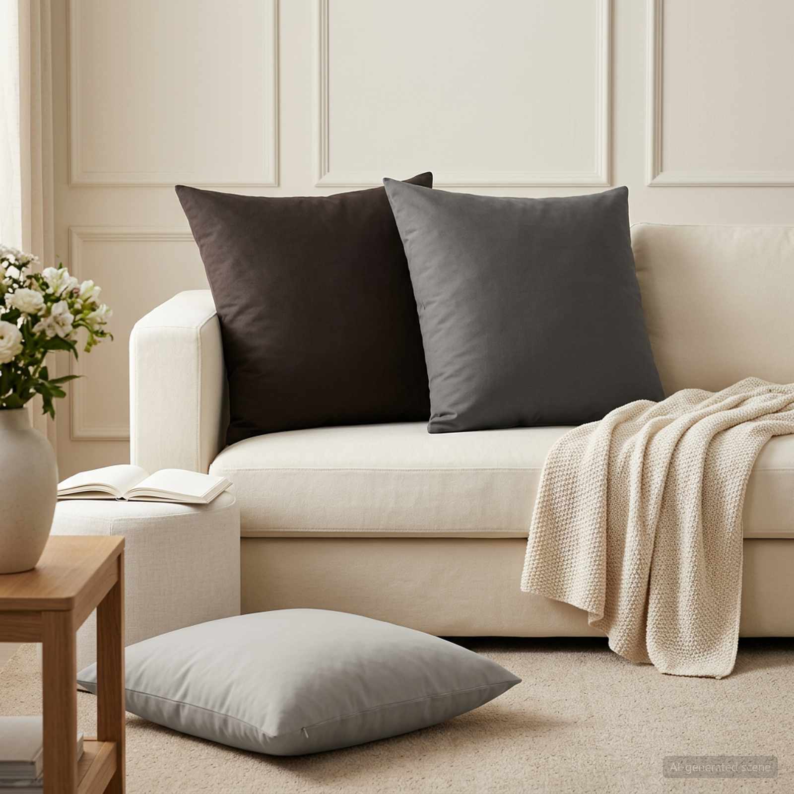Cushion with Pillow HEERLEN 2 pcs Black Polyester