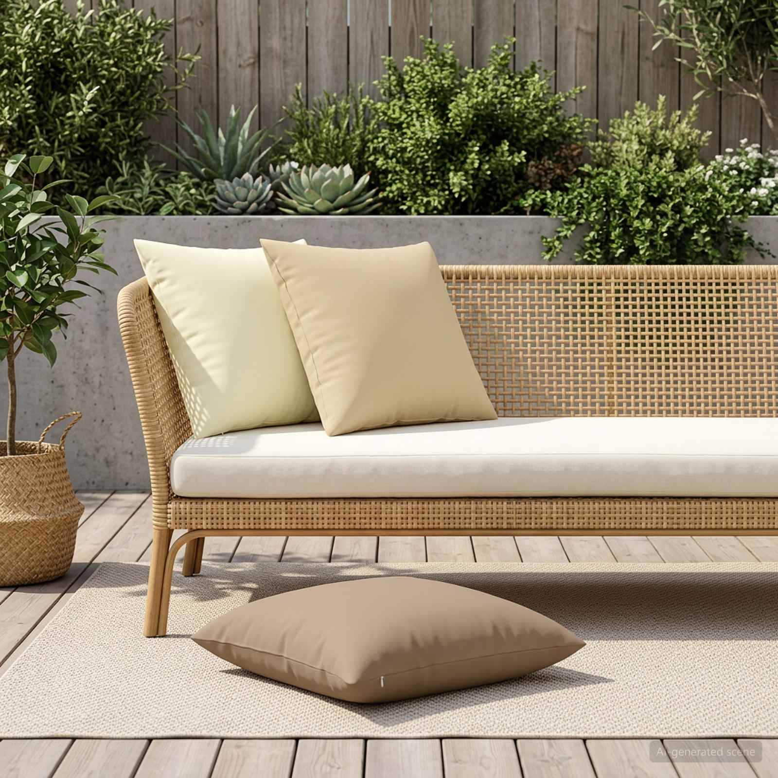 Cushion with Pillow HEERLEN 2 pcs Cream Polyester