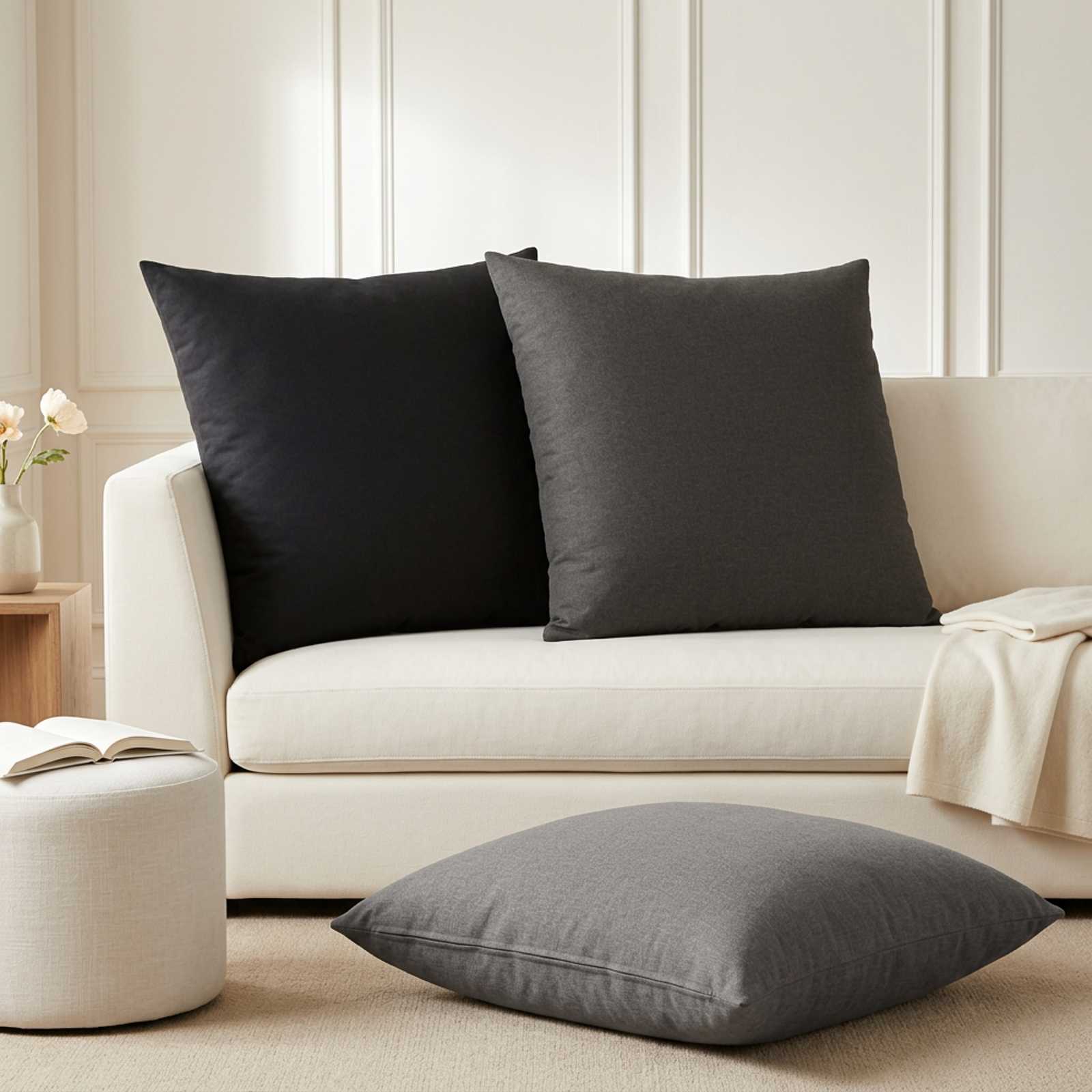 Throw Pillow 2 pcs HEERLEN Dark Grey 65 x 65 cm Fabric