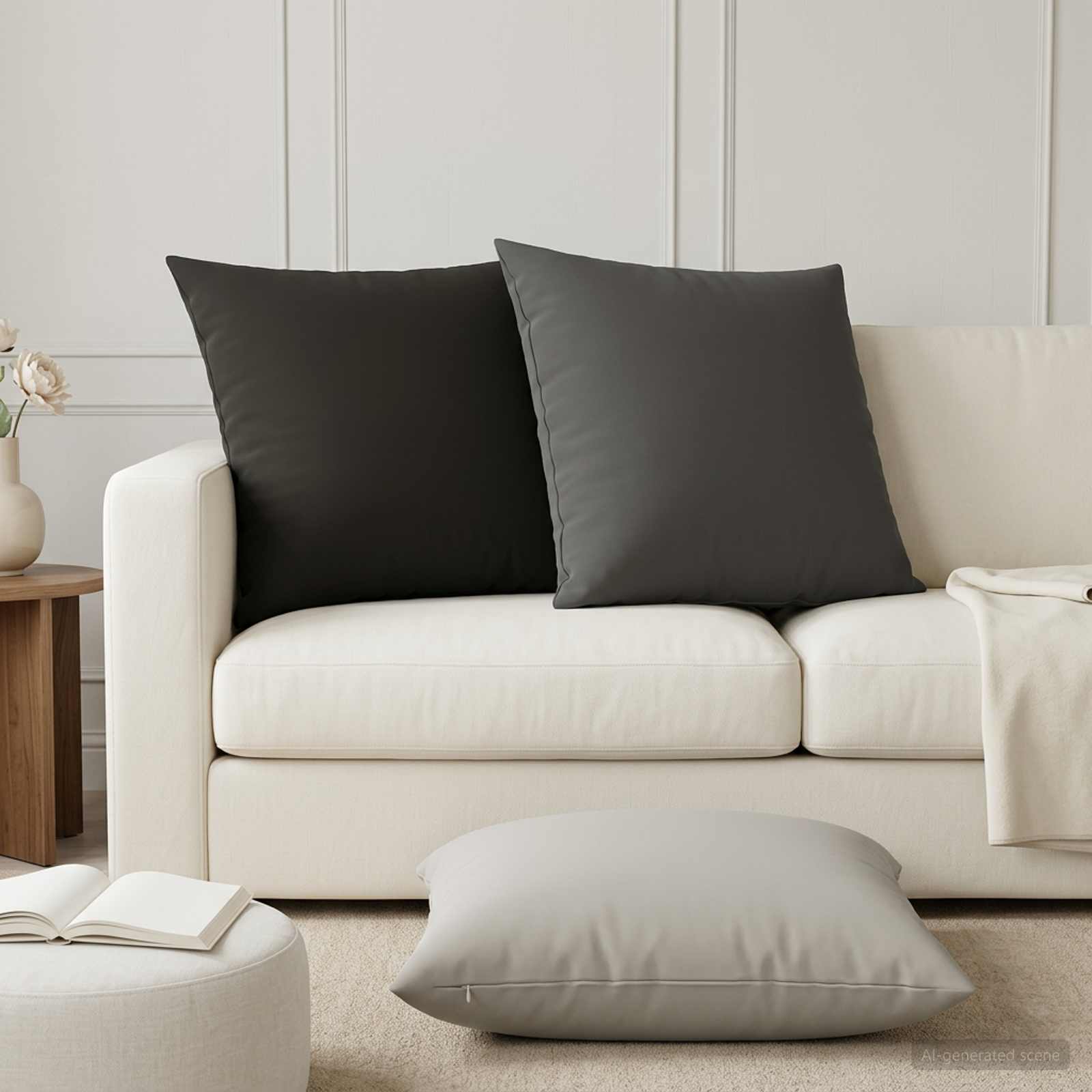 Cushion with Pillow HEERLEN 2 pcs Black Polyester