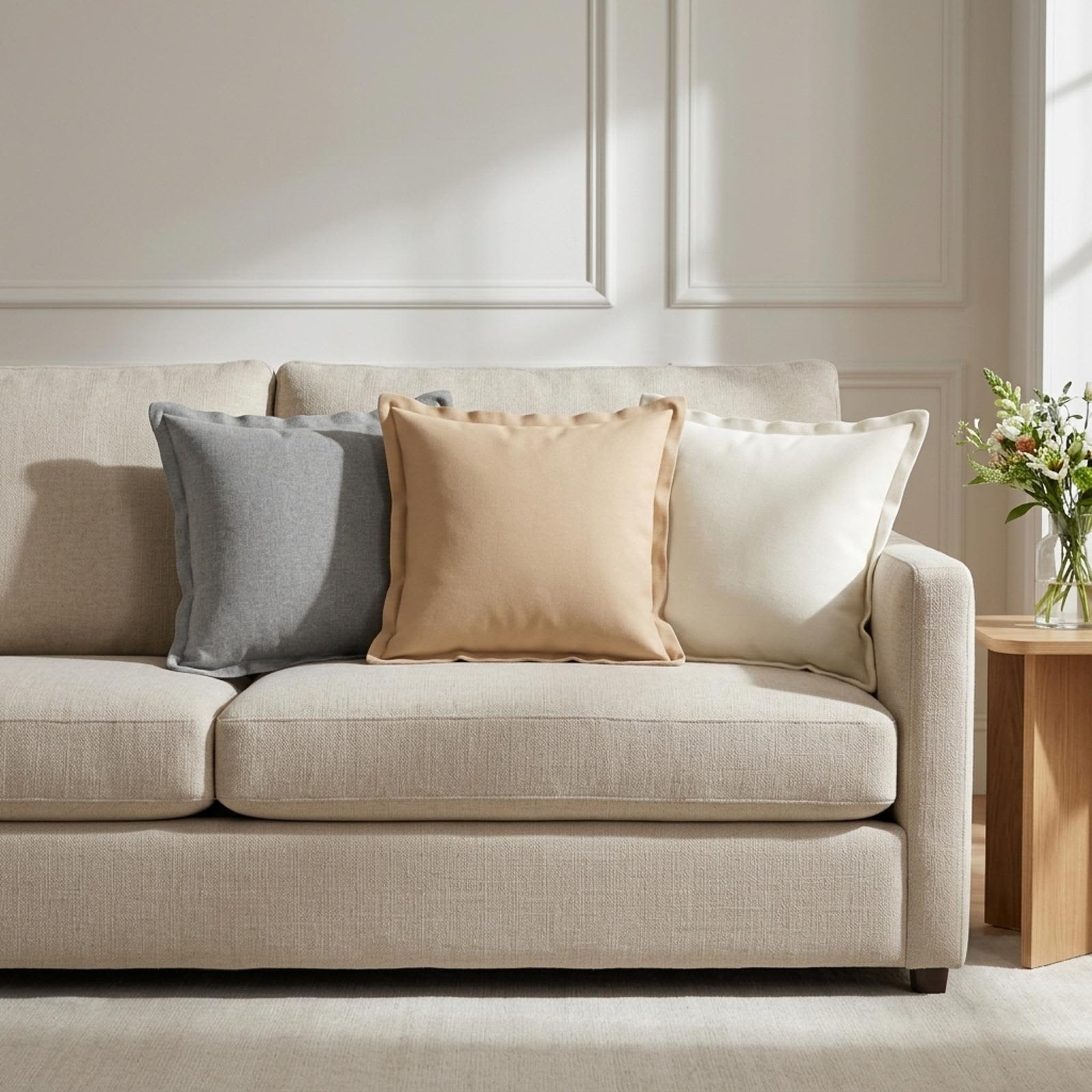Cushion 6 pcs HOUTEN Cream 40 x 40 cm Faux Linen