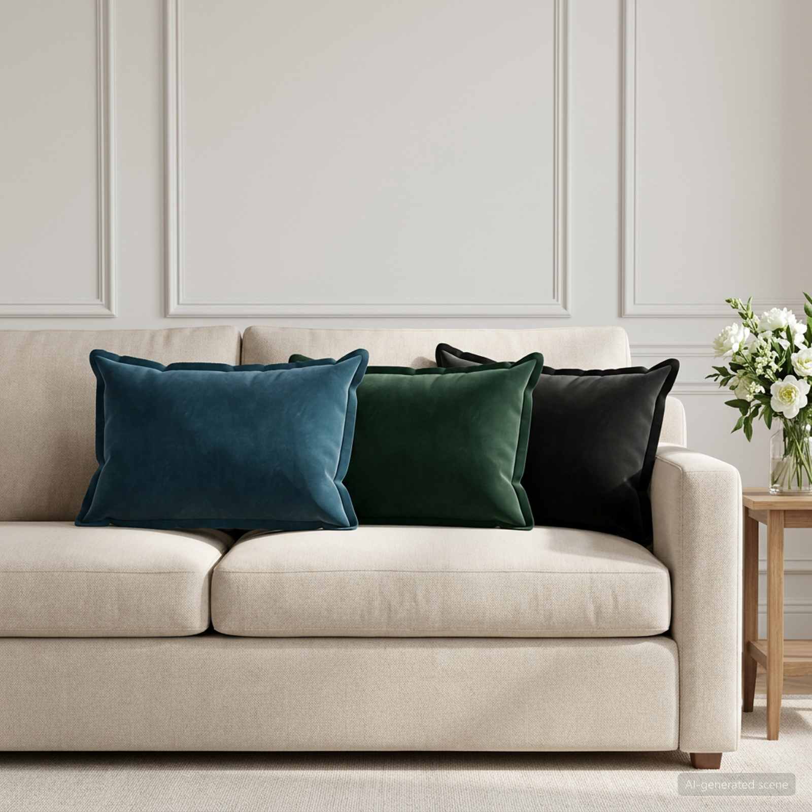 Cushion with Pillow HOUTEN 6 pcs Black Velvet
