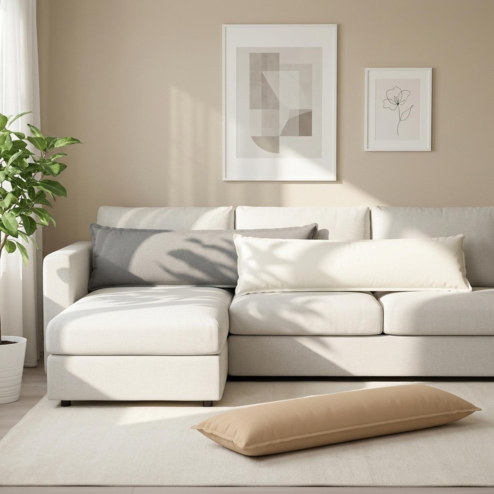 Cushion with Pillow HOUTEN Cream 40 x 145 cm Faux Linen