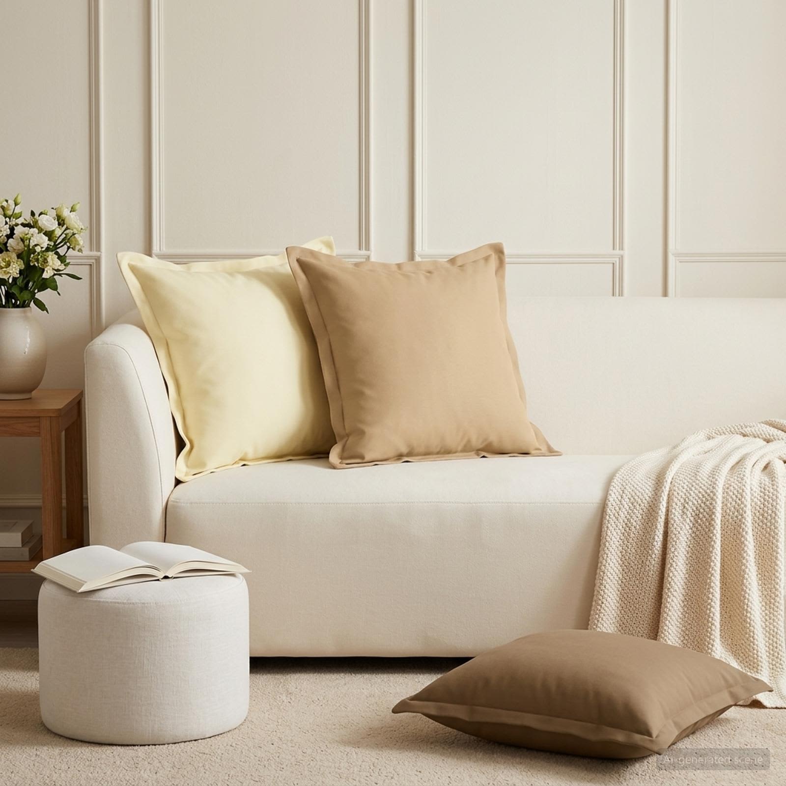 Cushion 2 pcs HOUTEN Cream 50 x 50 cm Polyester