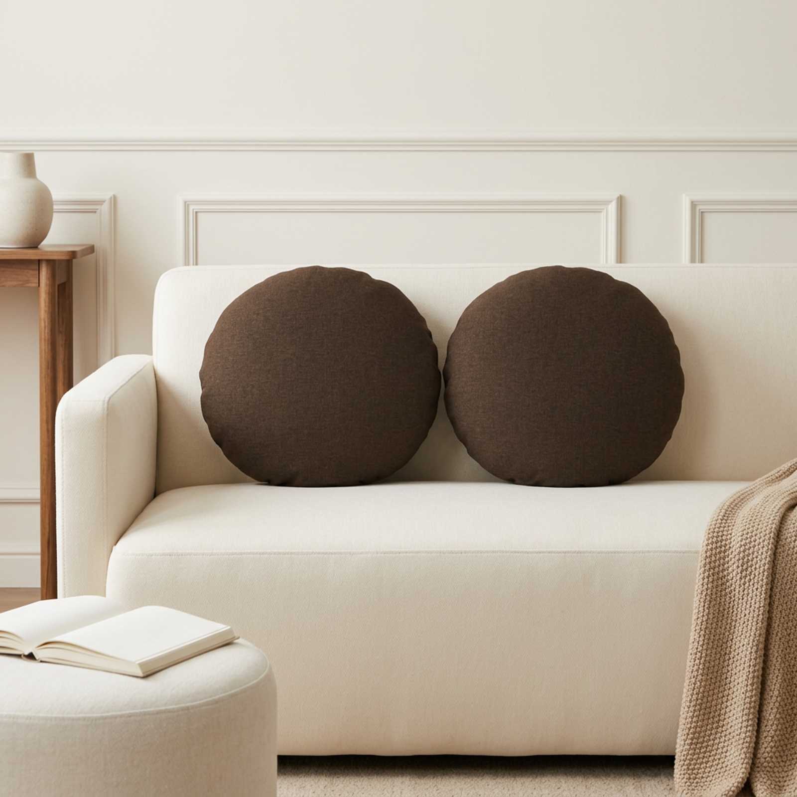Throw Pillow 6 pcs HEERLEN Brown Ø 40 cm Fabric