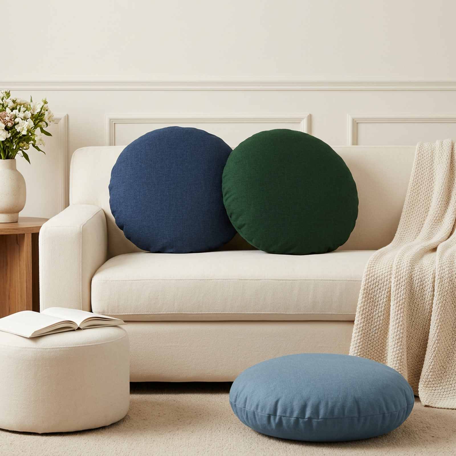 Cushion with Pillow HEERLEN 2 pcs Dark Green Fabric