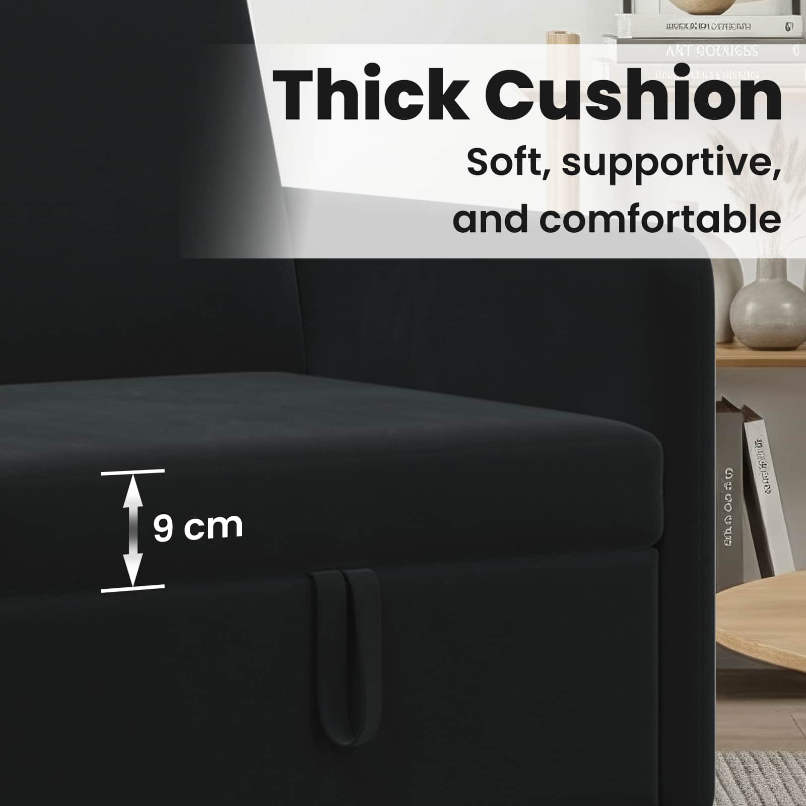 Sofa with Storage Black 152 x 78 x 87 cm Polyester