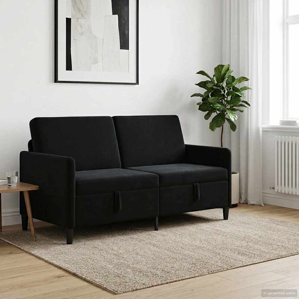 Sofa With Storage Black 172 x 78 x 87 cm Polyester
