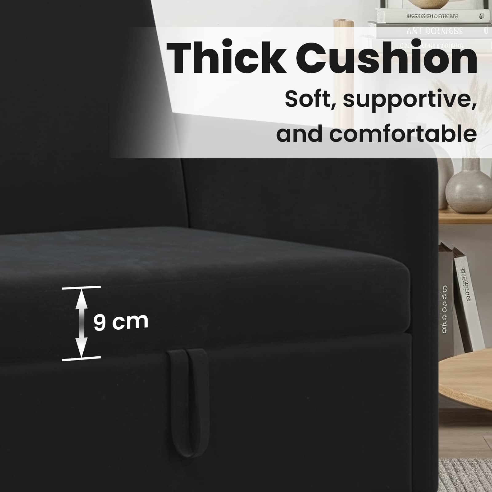 Sofa with Storage Black 172 x 78 x 87 cm Polyester