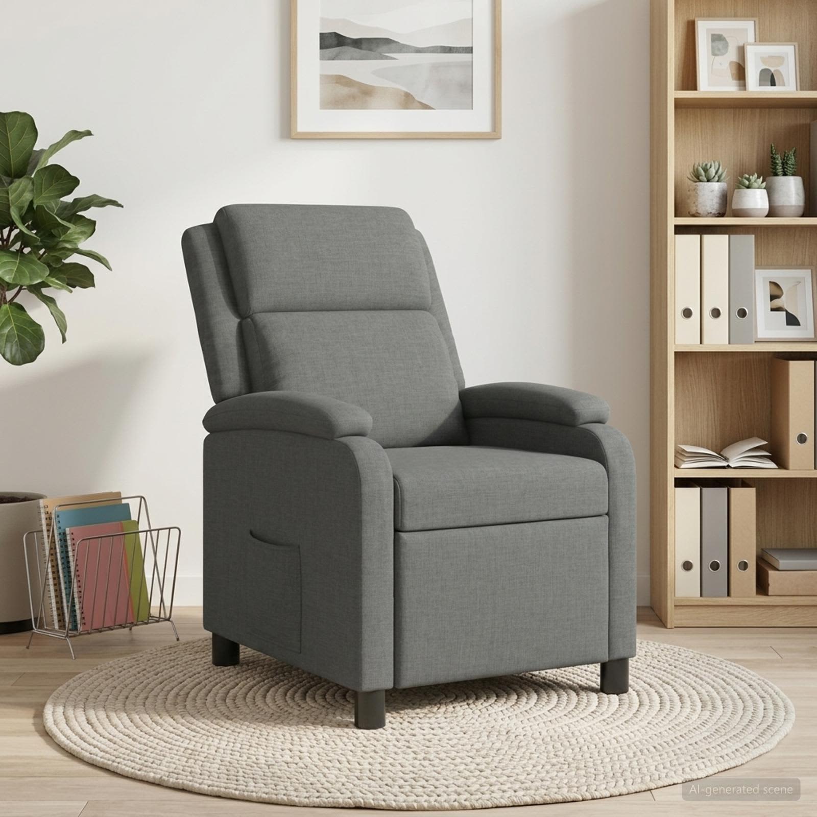 Recliner Dark Grey Fabric