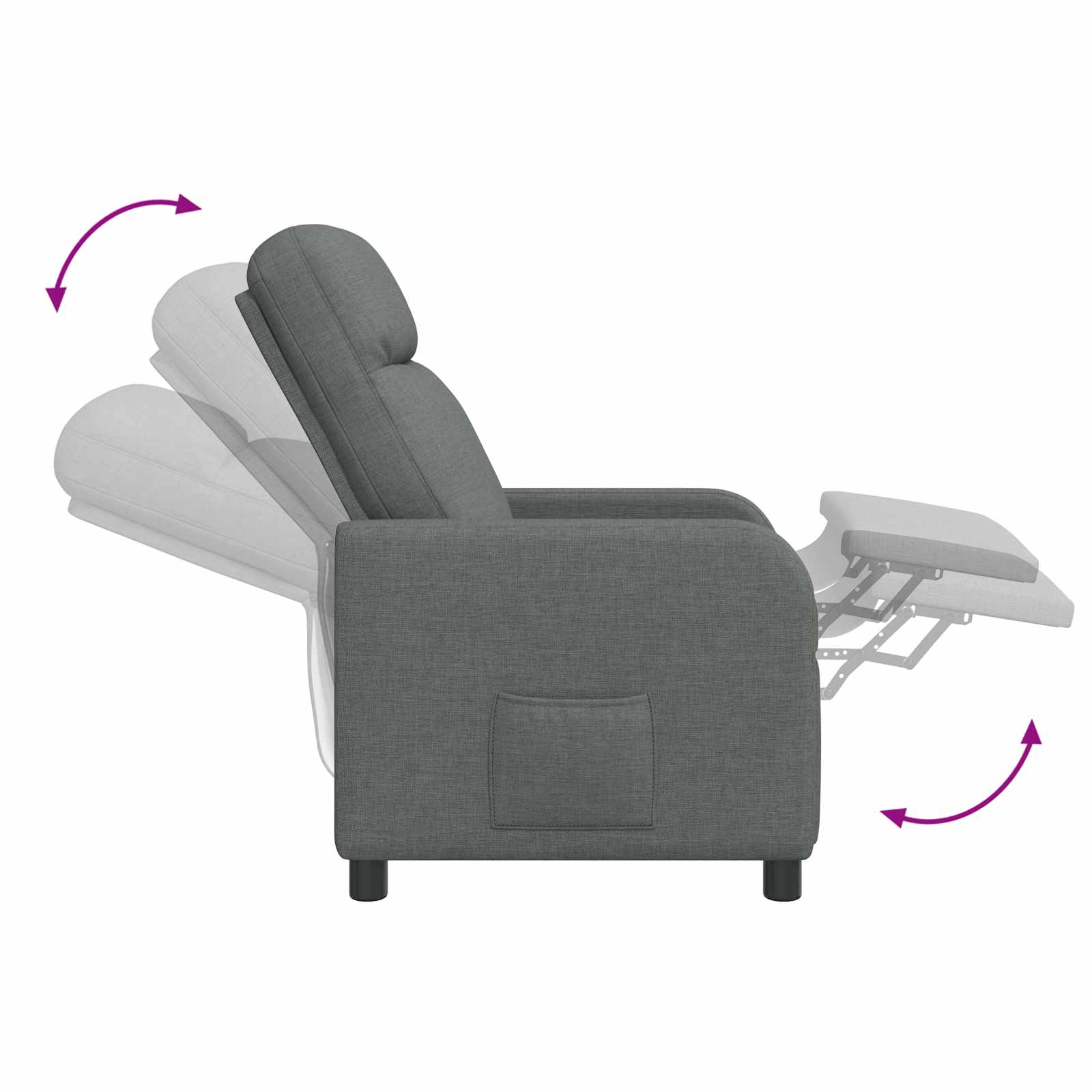 Massage Recliner Dark Grey Fabric