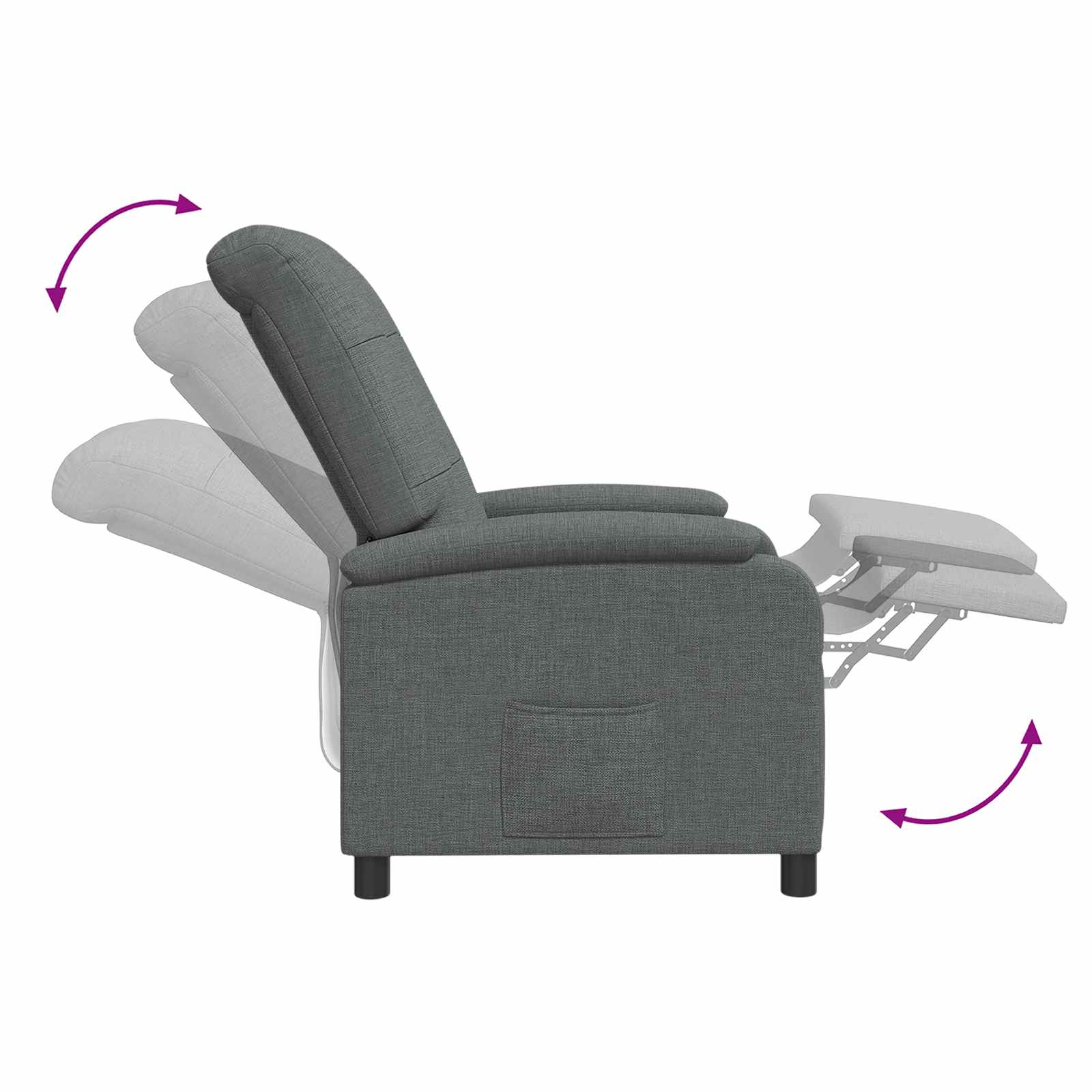 Massage Recliner Dark Grey Fabric