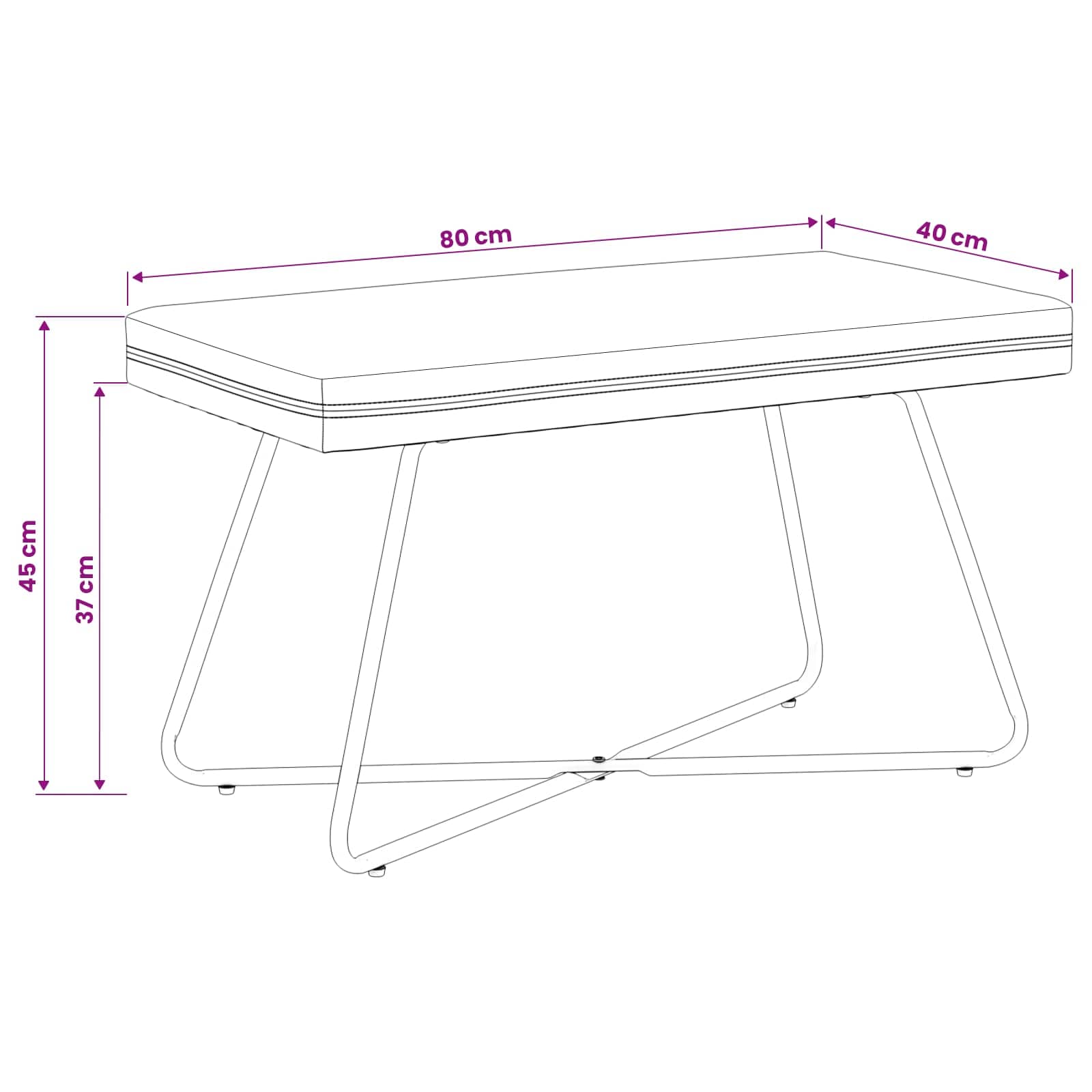Bench Plain Black 80 x 40 x 45 cm Velvet