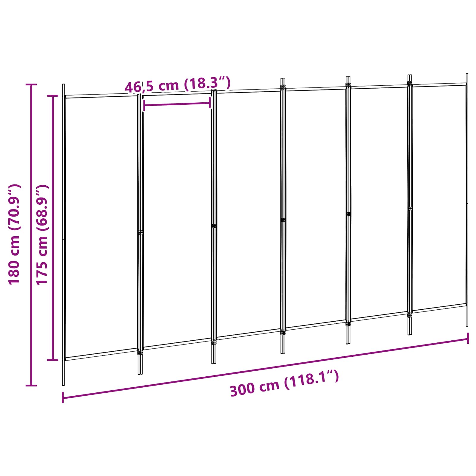 6-Panel Room Divider Beige 300 x 180 cm Fabric