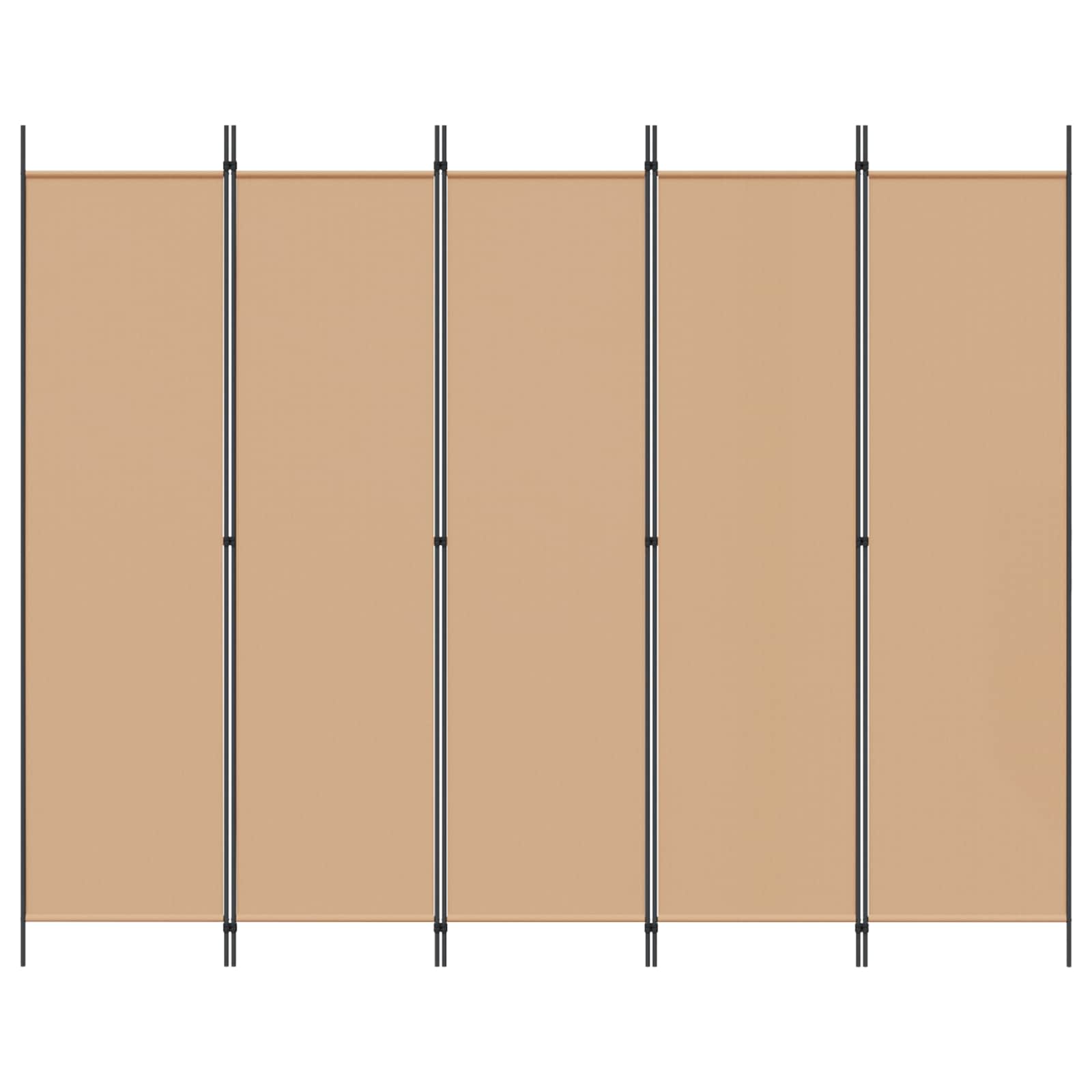 5-Panel Room Divider Beige 250 x 200 cm Fabric