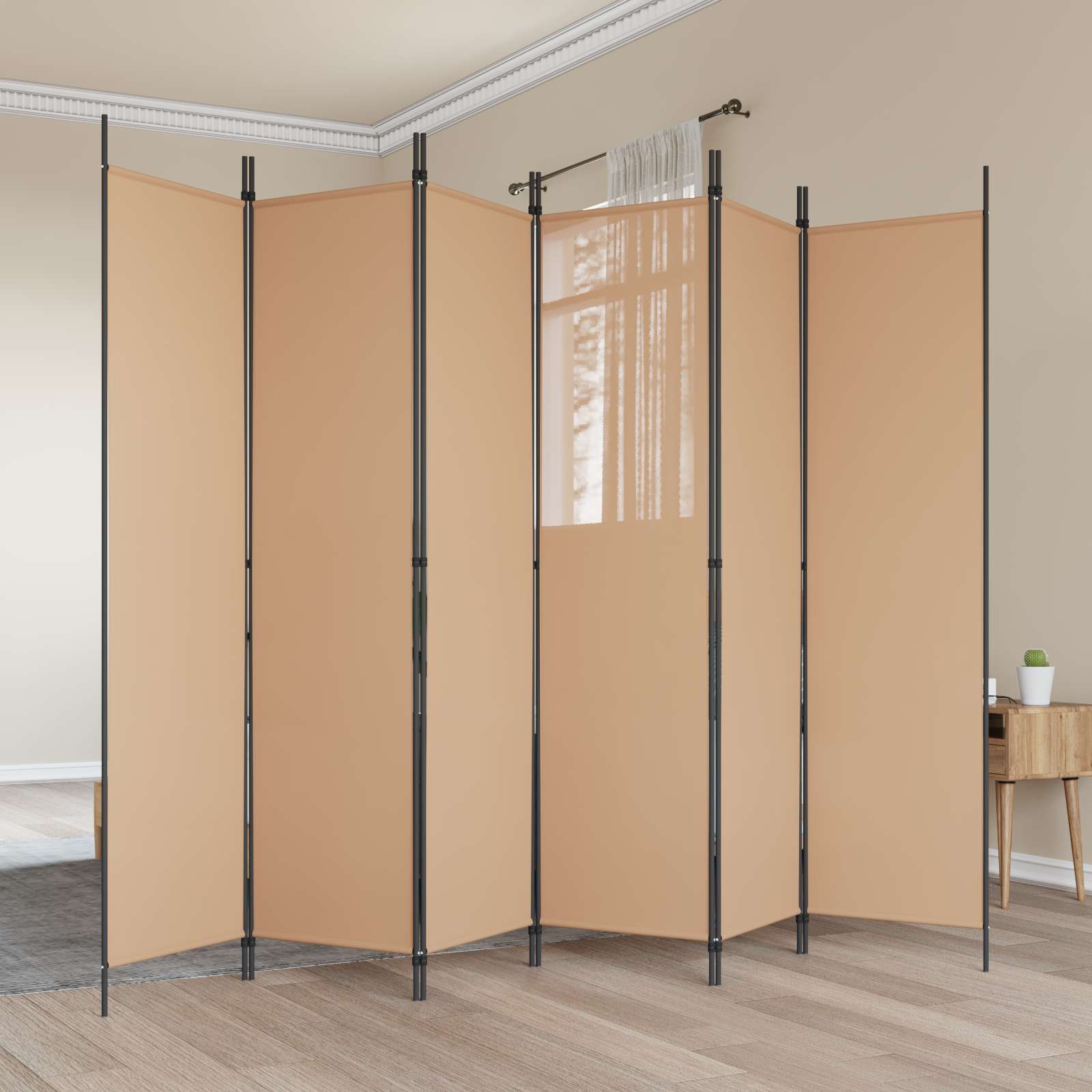 6-Panel Room Divider Beige 300 x 200 cm Fabric