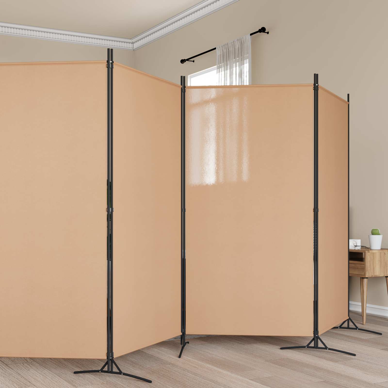 6-Panel Room Divider Beige 520 x 180 cm Fabric