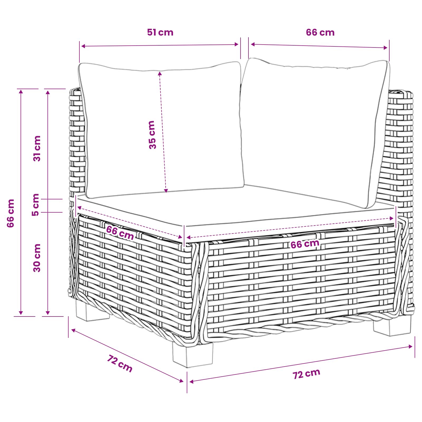 2 pcs Rattan Lounge Set with Cushions GENDT Natural Rattan