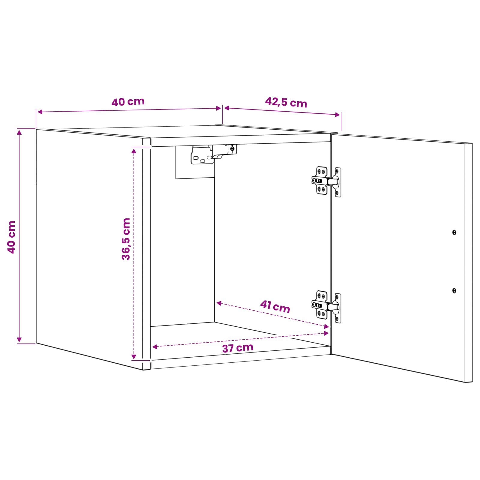 Wall Cabinet Black Oak 40 x 42.5 x 40 cm Engineered Wood