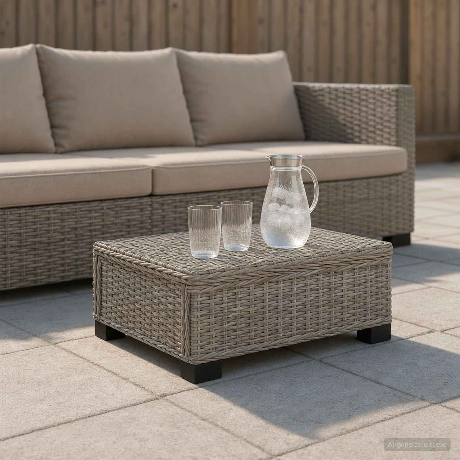 Coffee Table GENDT Natural Rattan Kubu Grey 67 x 60 x 30 cm