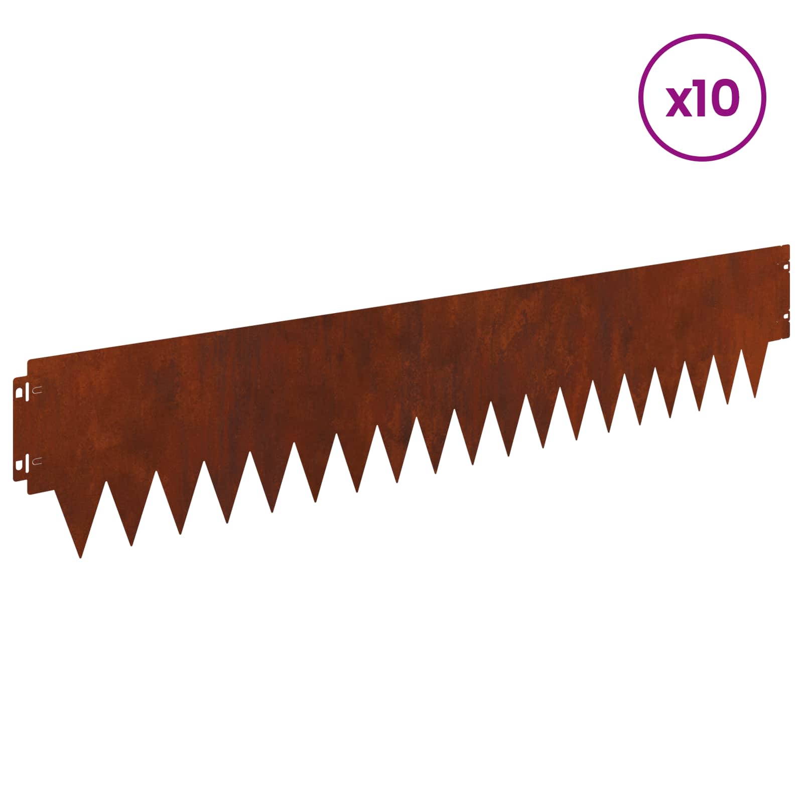 Lawn Edging 10 pcs 103 x 20 cm Steel Rusty