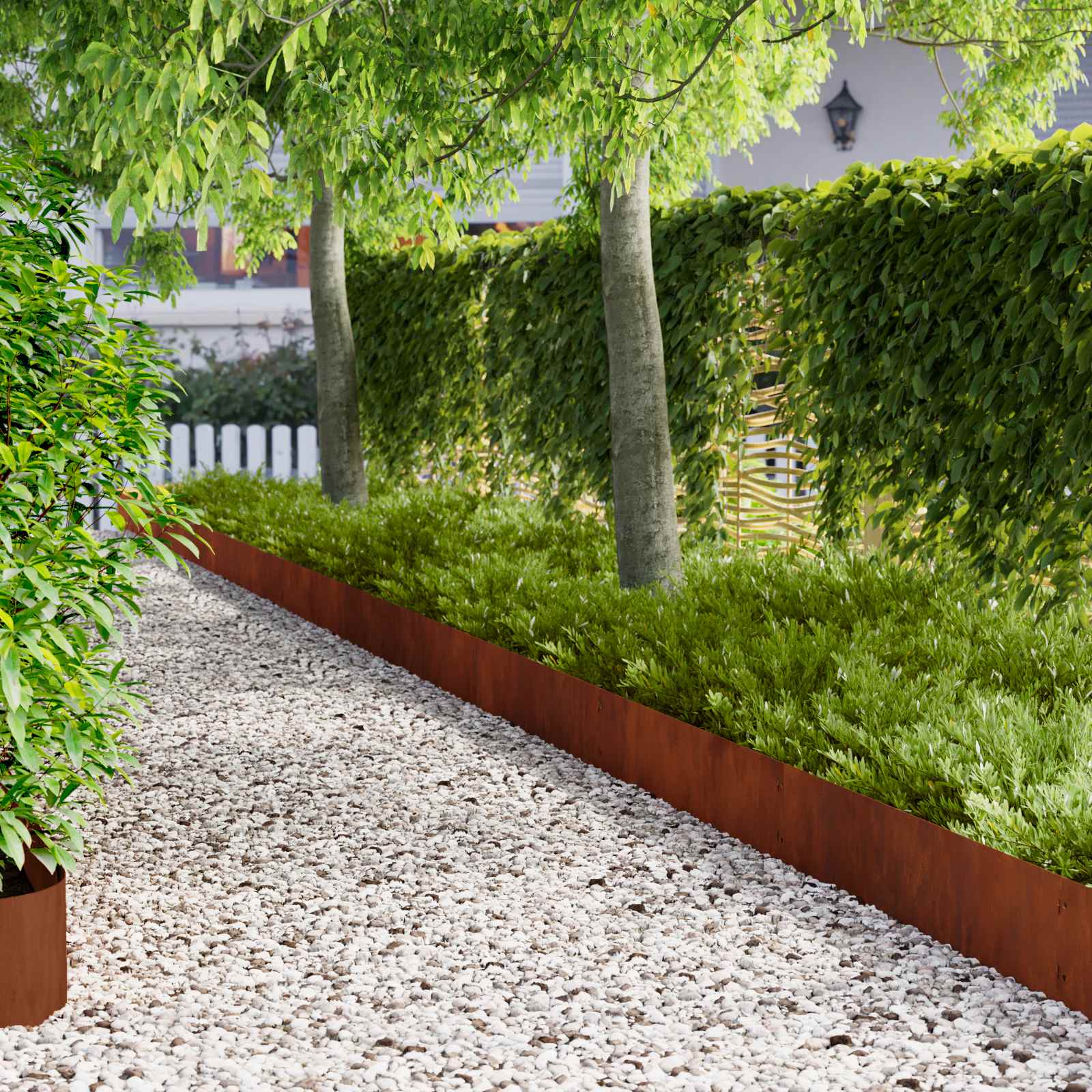 Lawn Edging 20 pcs 103x25cm Steel Rusty