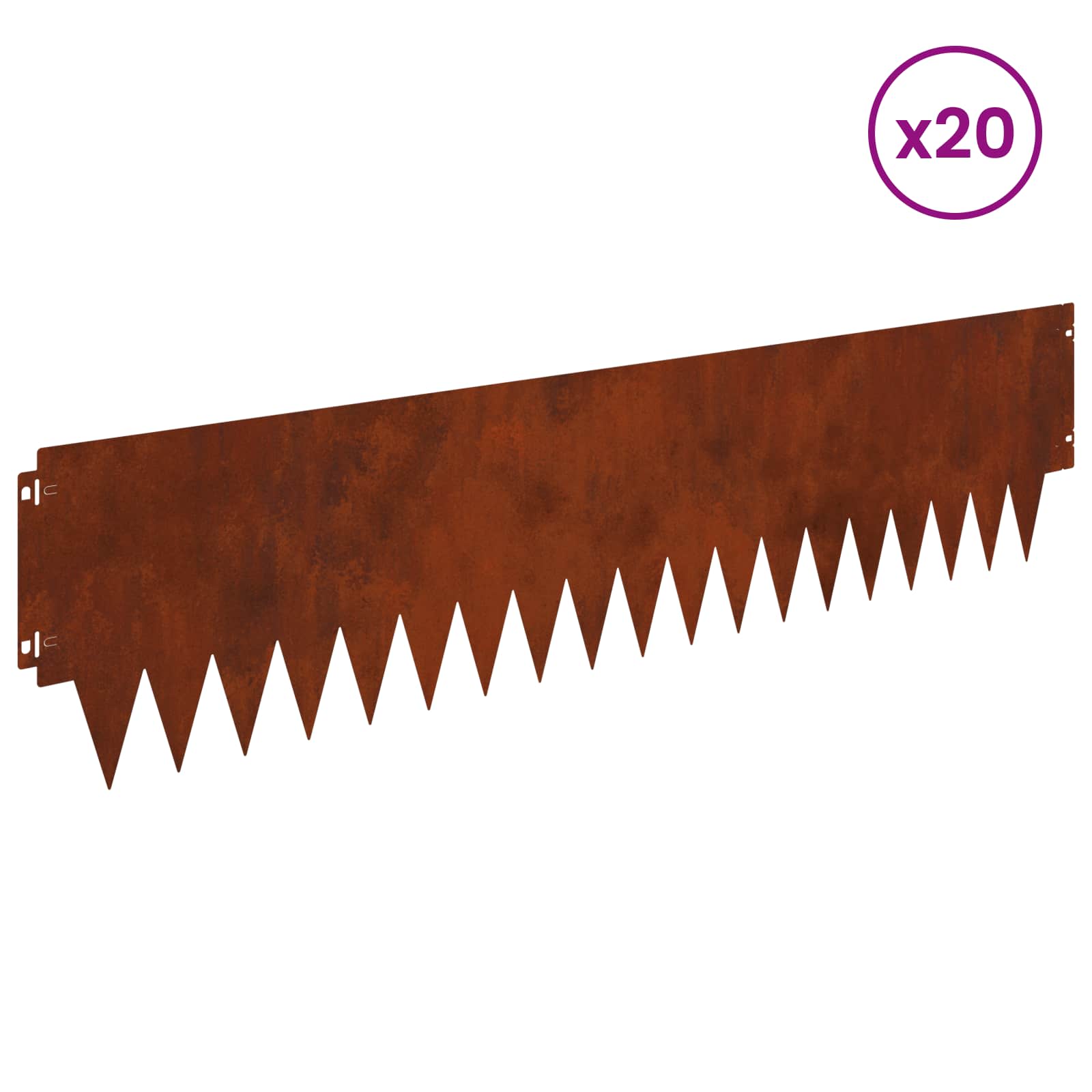Lawn Edging 20 pcs 103x25cm Steel Rusty