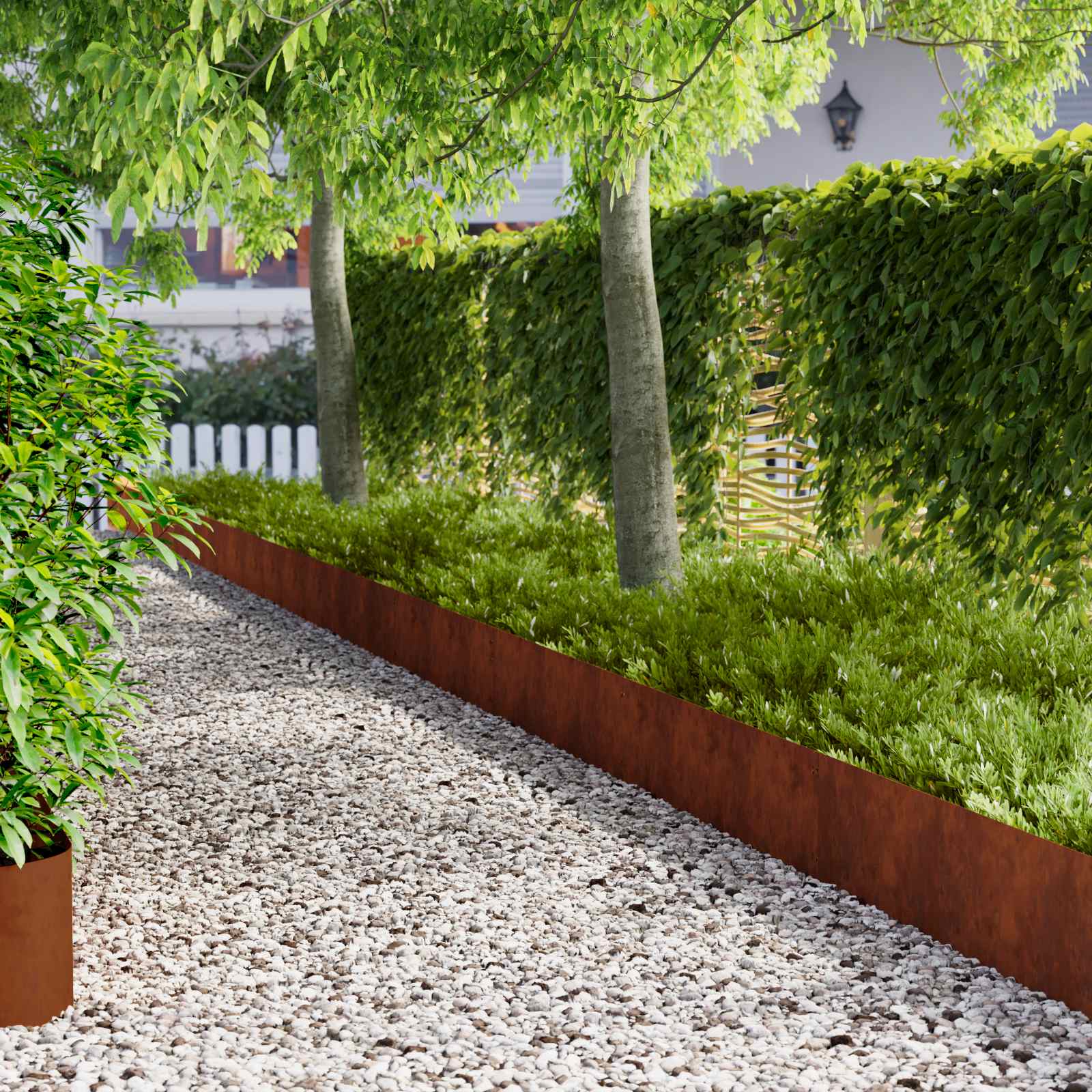 Lawn Edging 20 pcs 103 x 30 cm metal Rusty